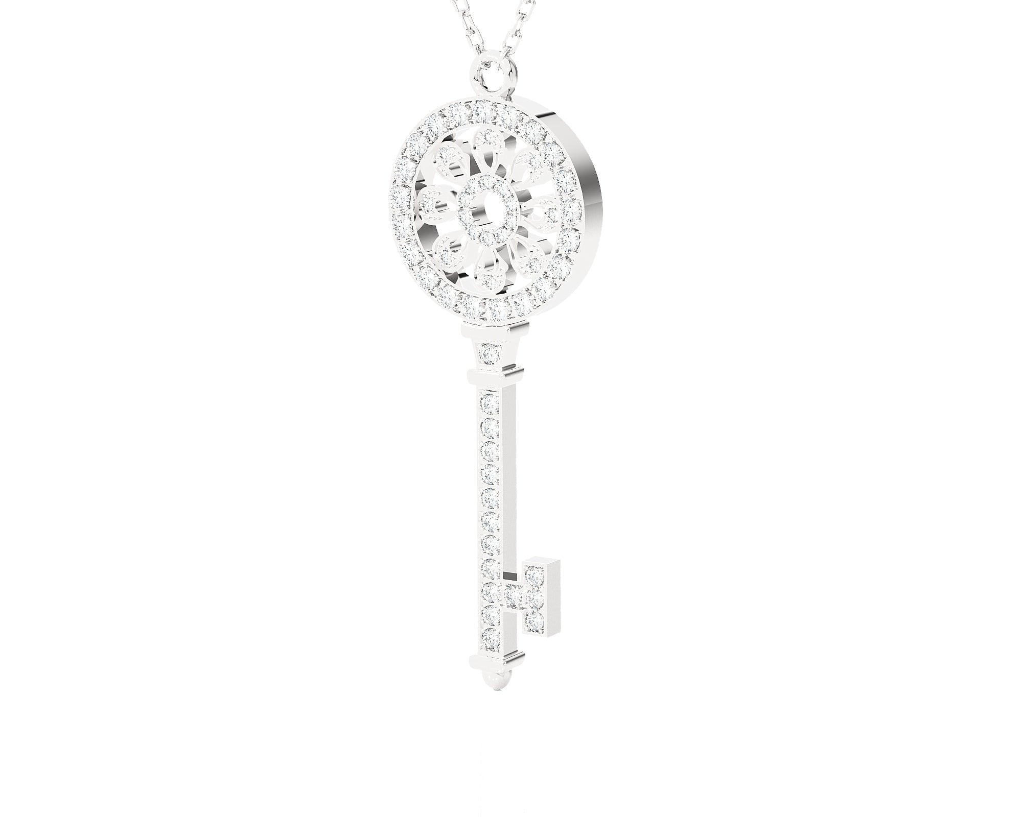 5/8 ctw Round Lab Grown Diamond Key Pendant