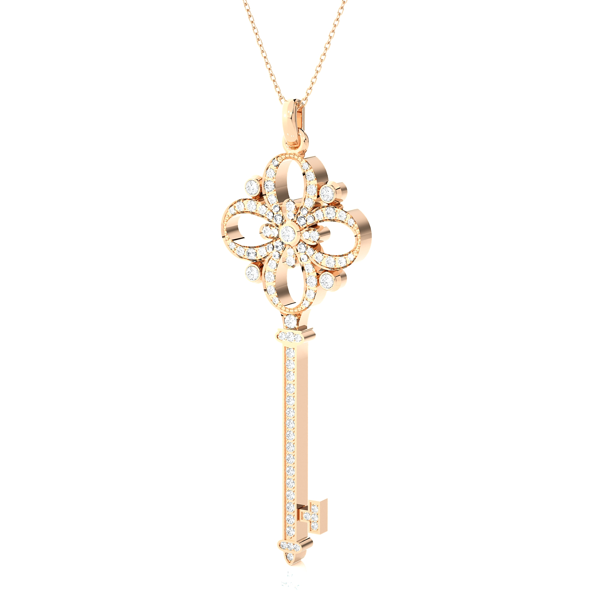 3/4  ctw Round Lab Grown Diamond Key Pendant