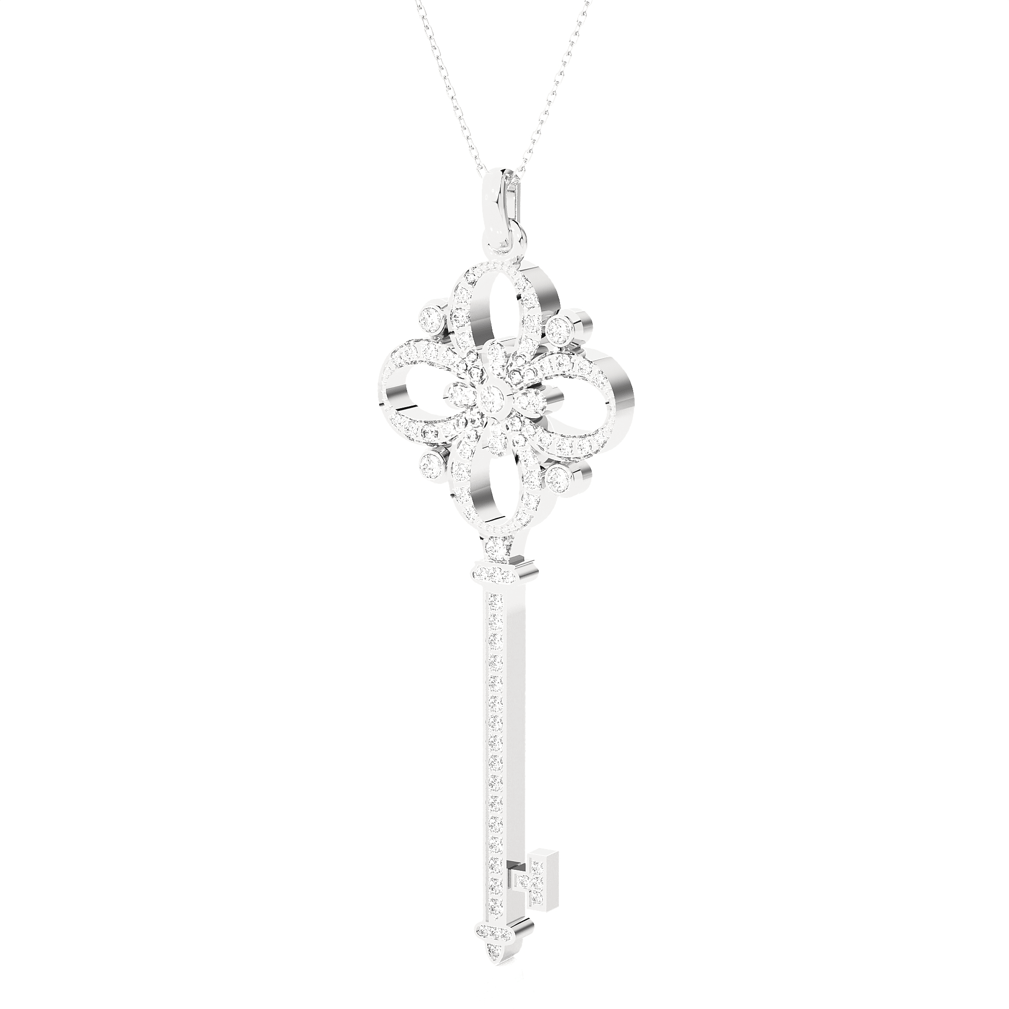 3/4  ctw Round Lab Grown Diamond Key Pendant