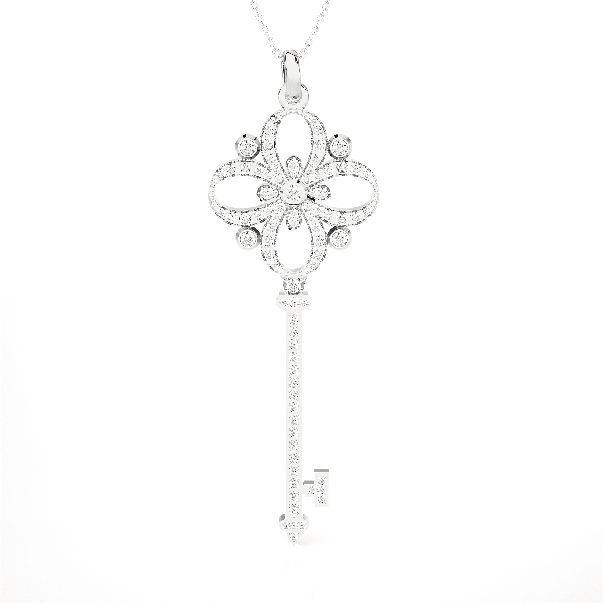 3/4  ctw Round Lab Grown Diamond Key Pendant