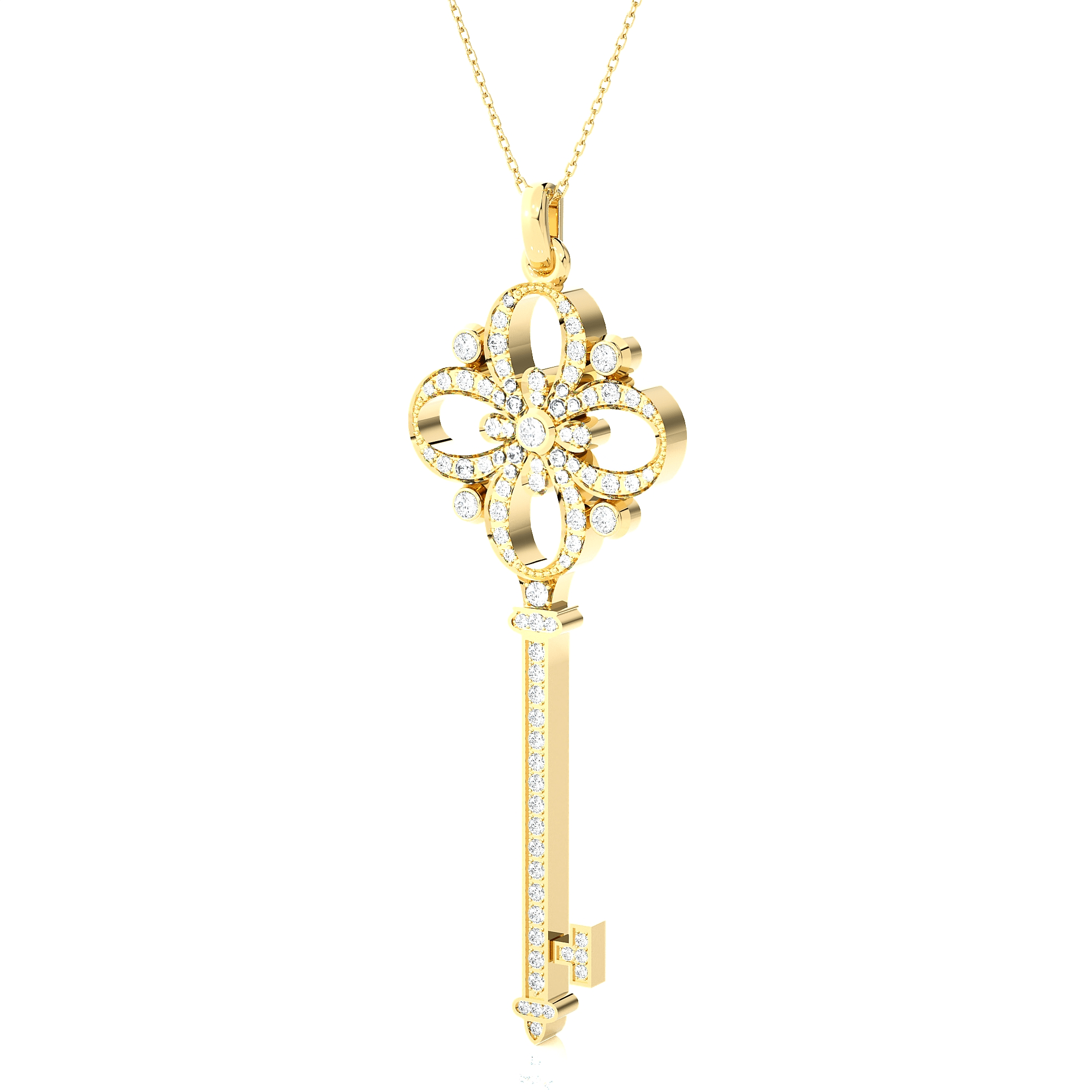 3/4  ctw Round Lab Grown Diamond Key Pendant