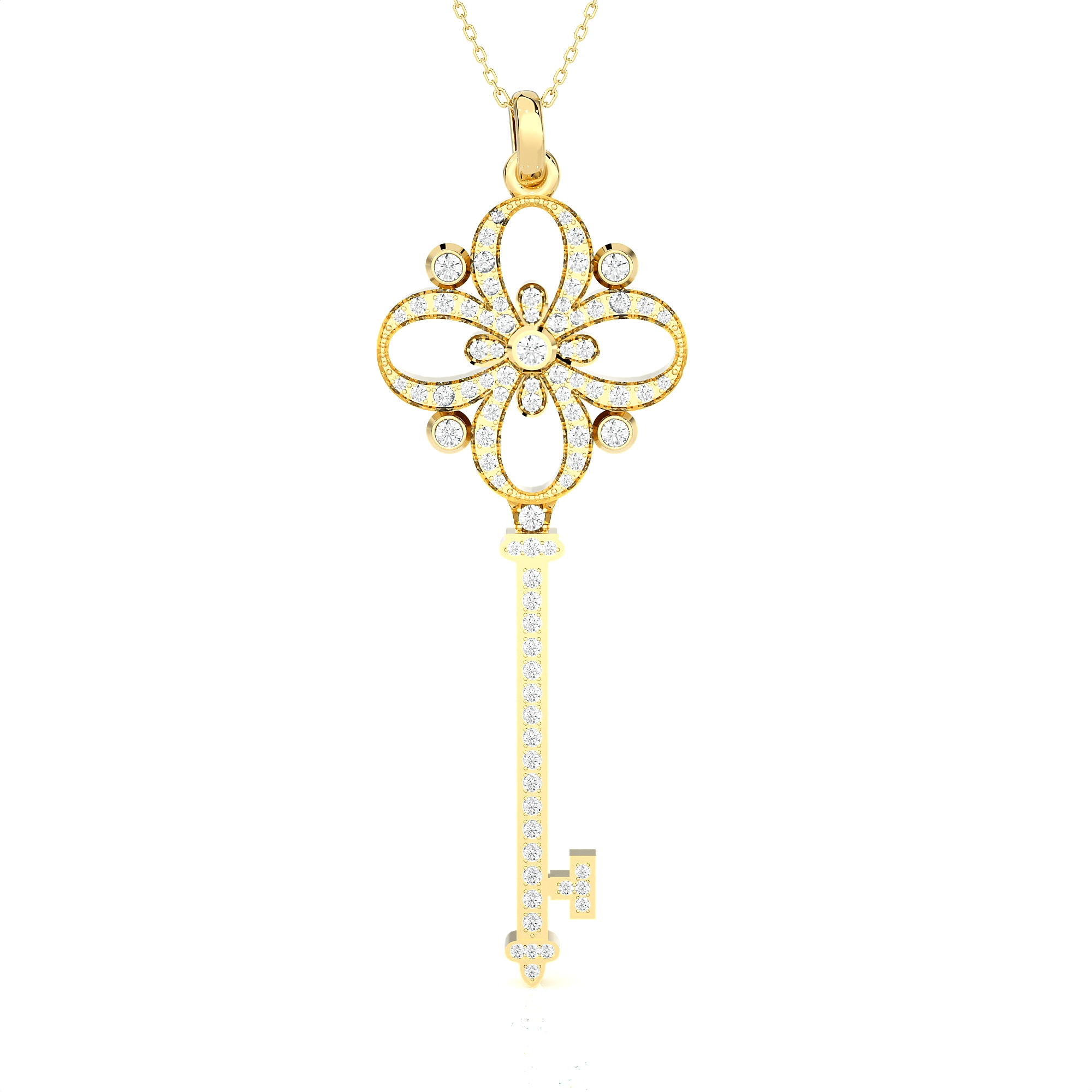 3/4  ctw Round Lab Grown Diamond Key Pendant