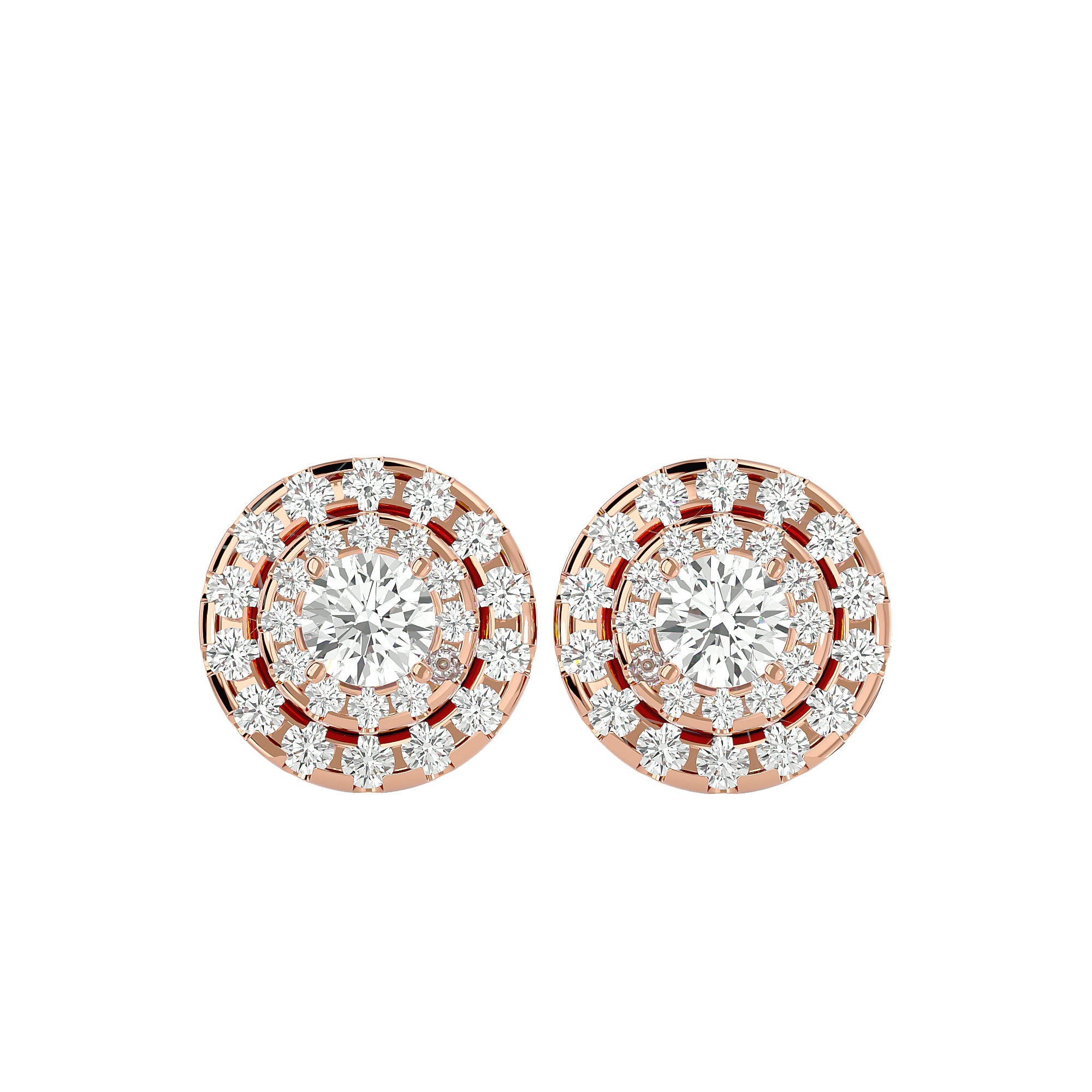 Round Lab Grown Diamond Halo Stud Earrings