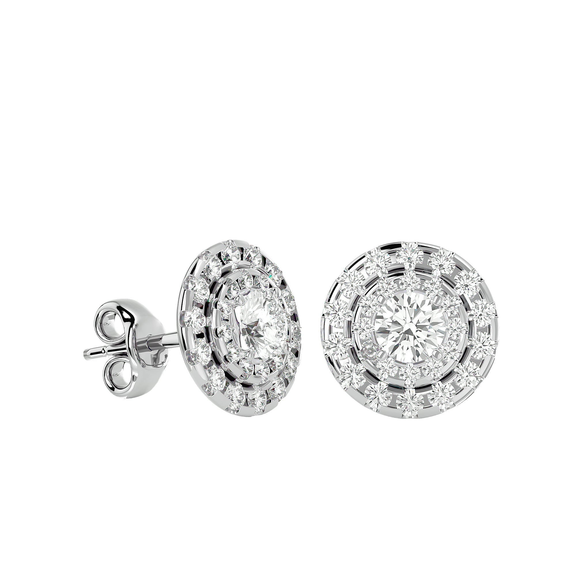 Round Lab Grown Diamond Halo Stud Earrings