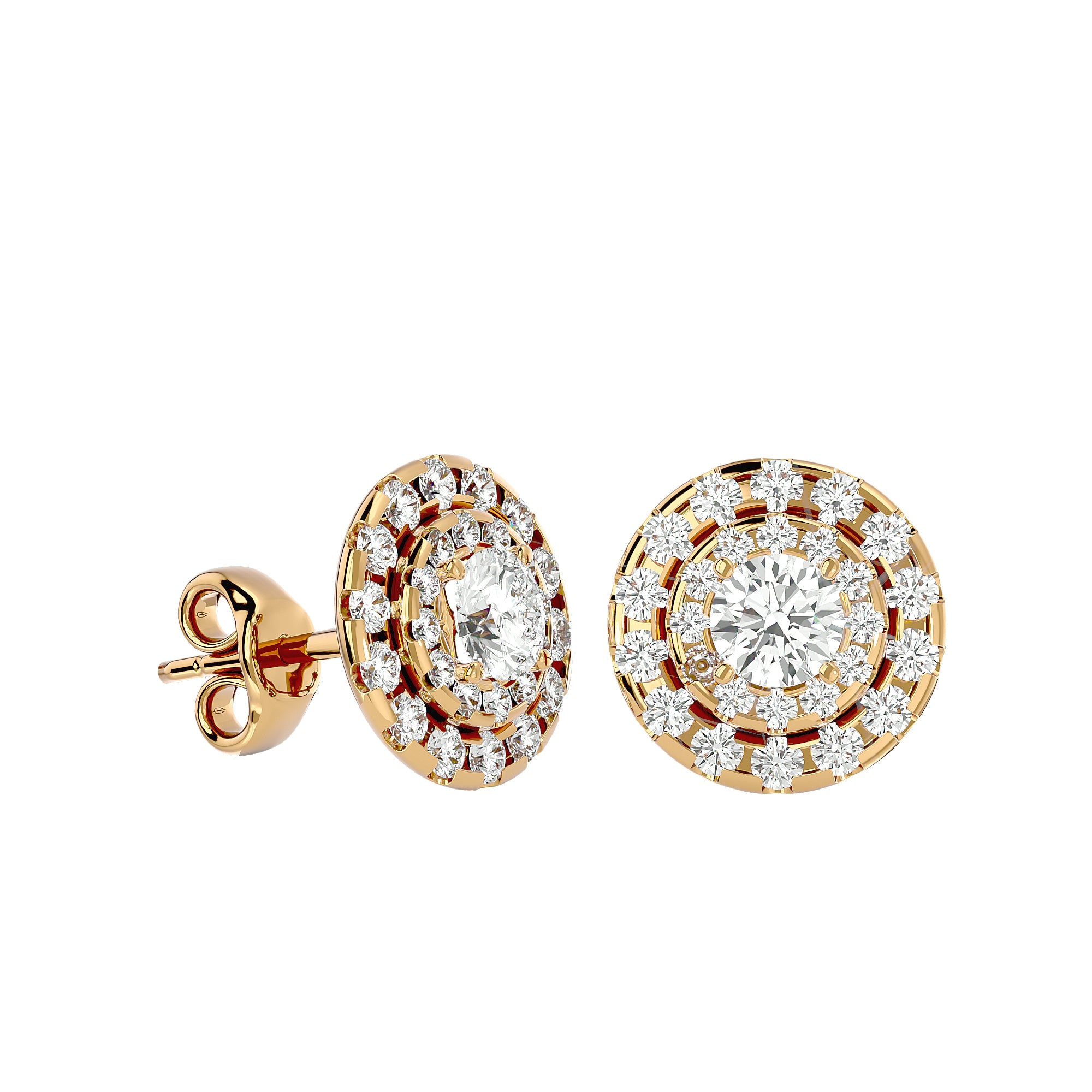 Round Lab Grown Diamond Halo Stud Earrings