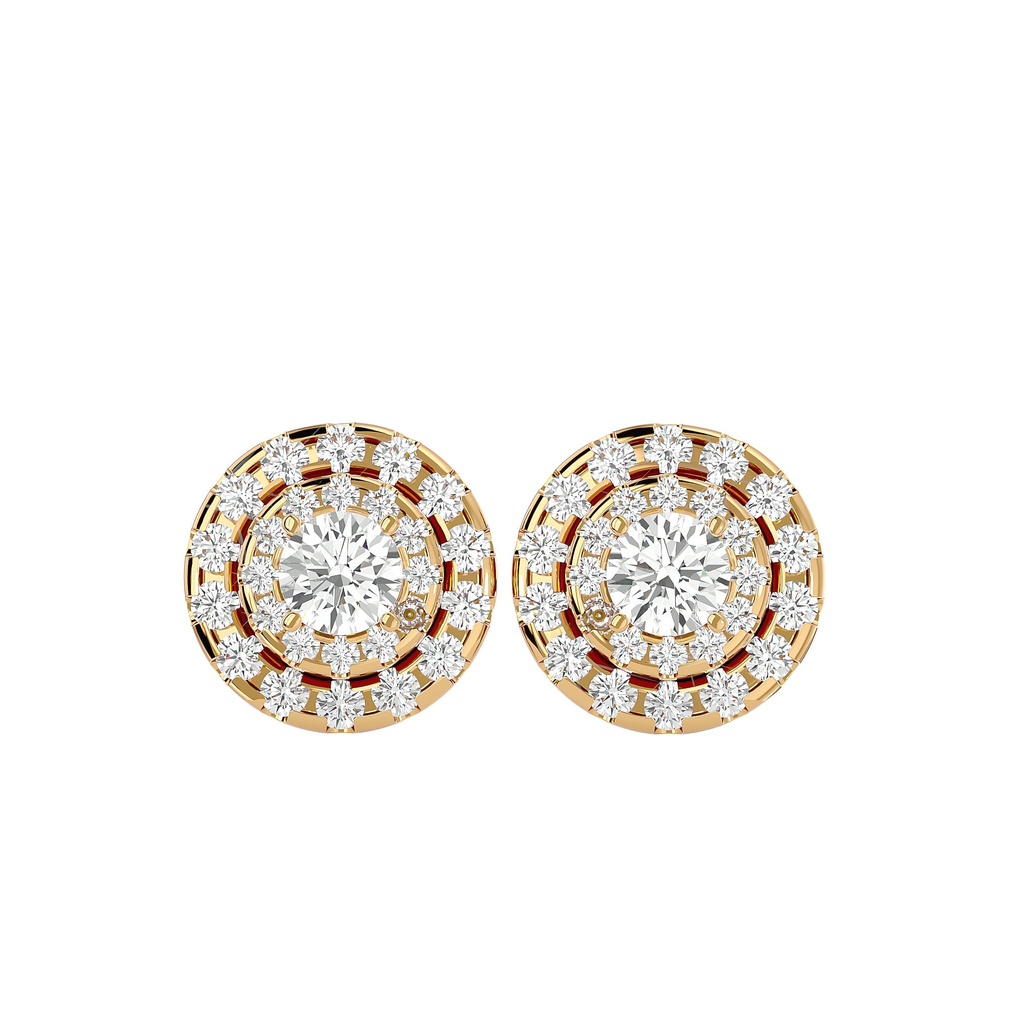 Round Lab Grown Diamond Halo Stud Earrings