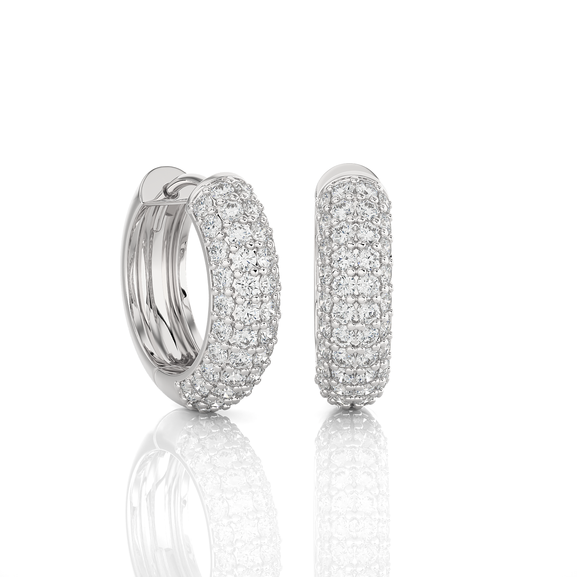 ctw Round Lab Grown Diamond Pave Set Huggie Hoop Earrings