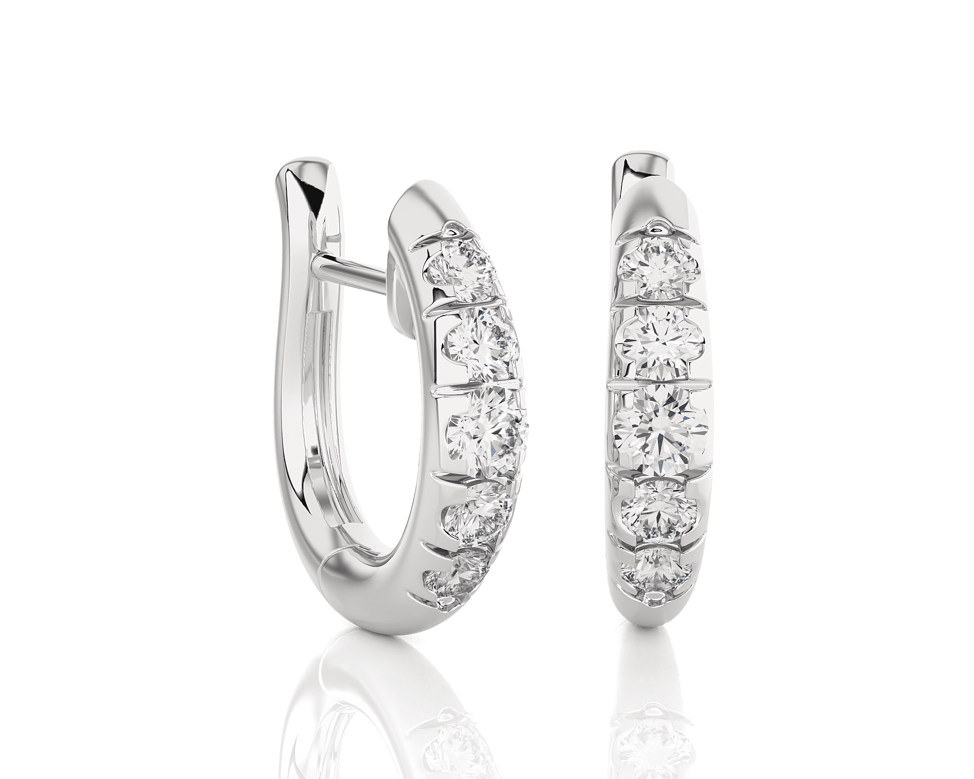 7/8 ctw Round Lab Grown Diamond Hoop Earrings