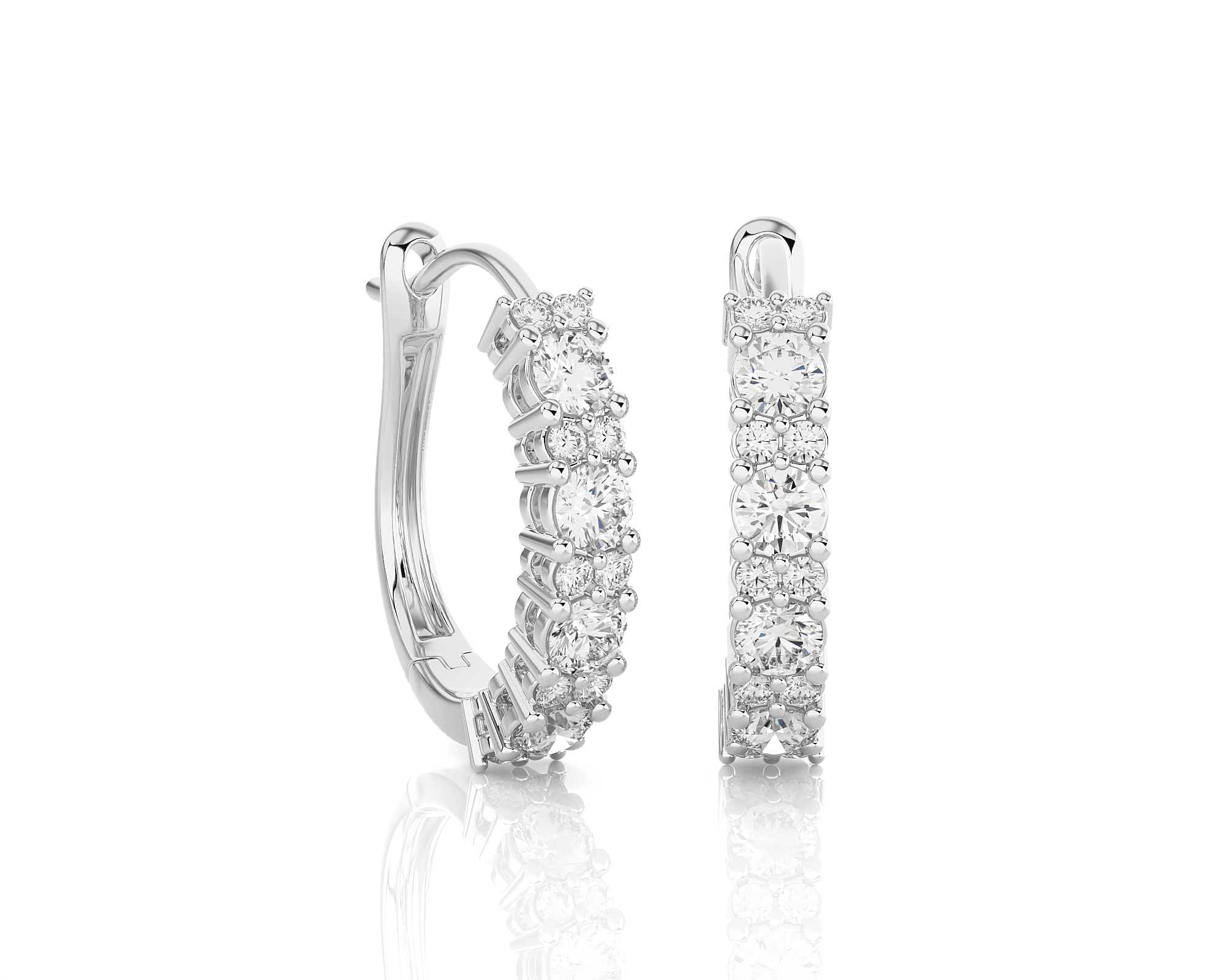 15/8 ctw Round Lab Grown Diamond Huggie Hoop Earrings