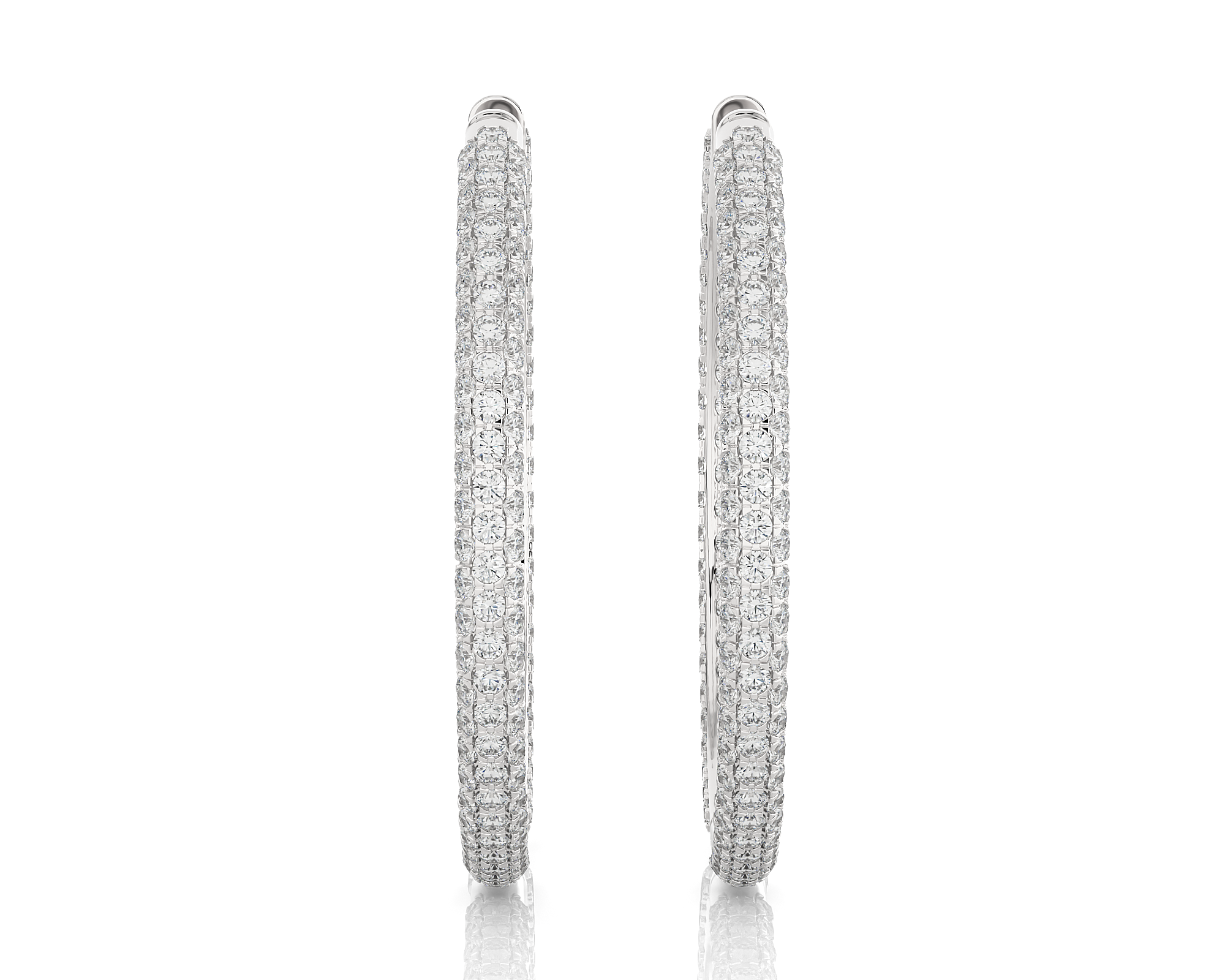 3 ctw Round Lab Grown Diamond Inside Out Hoop Earrings