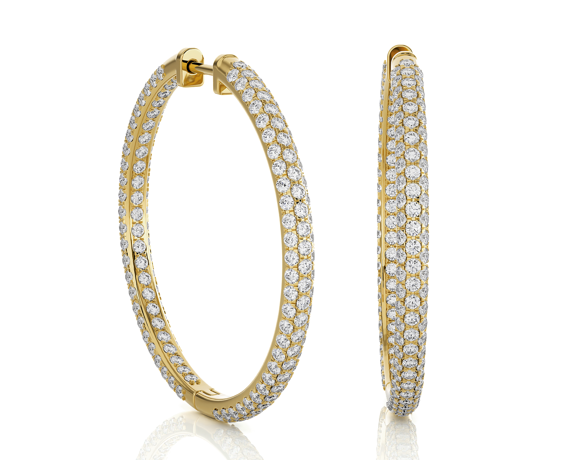 3 ctw Round Lab Grown Diamond Inside Out Hoop Earrings