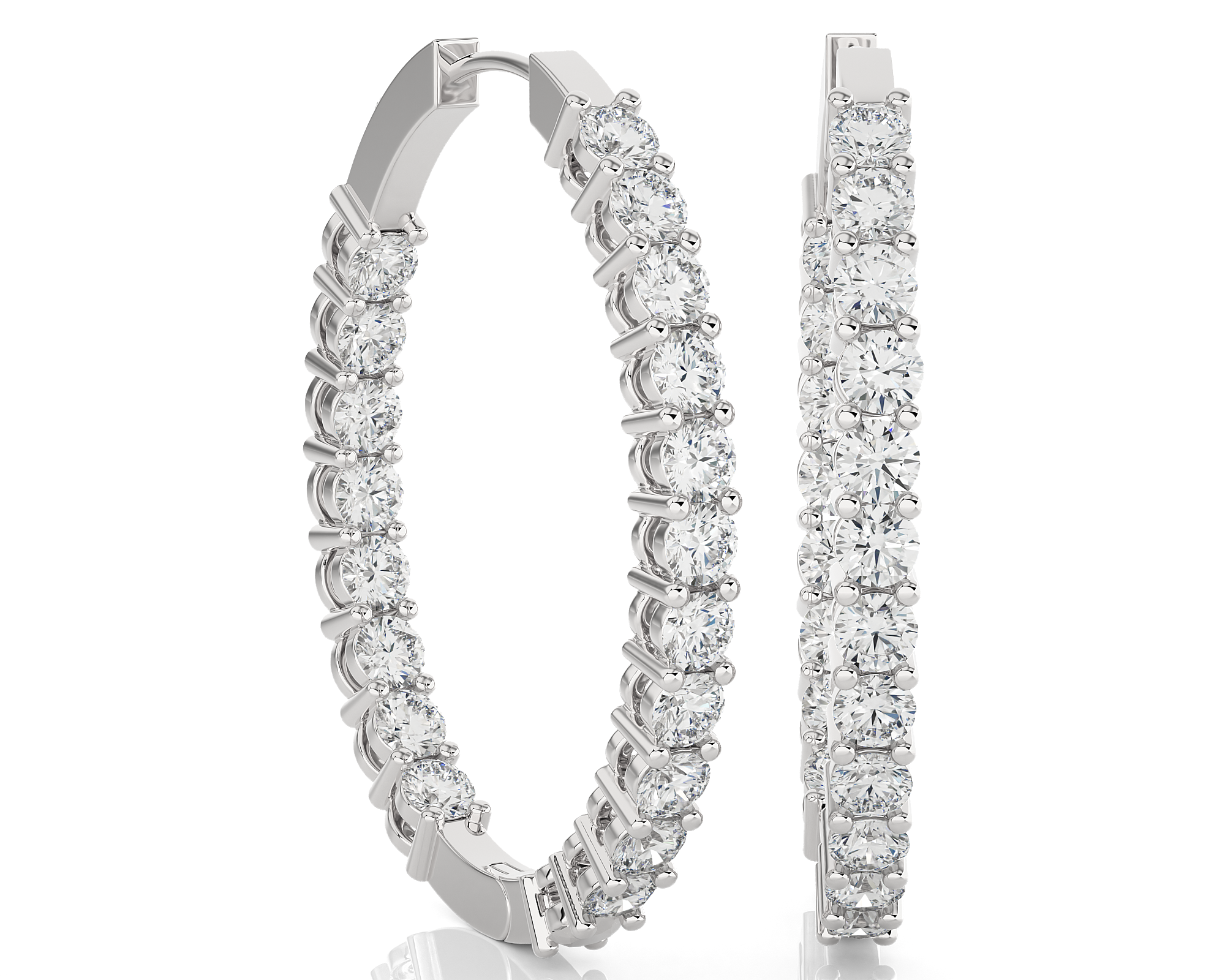 4 ctw Round Lab Grown Diamond Inside Out Hoop Earrings