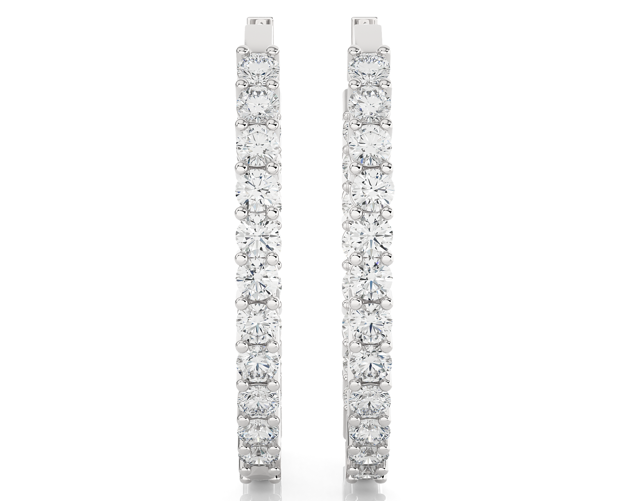 4 ctw Round Lab Grown Diamond Inside Out Hoop Earrings