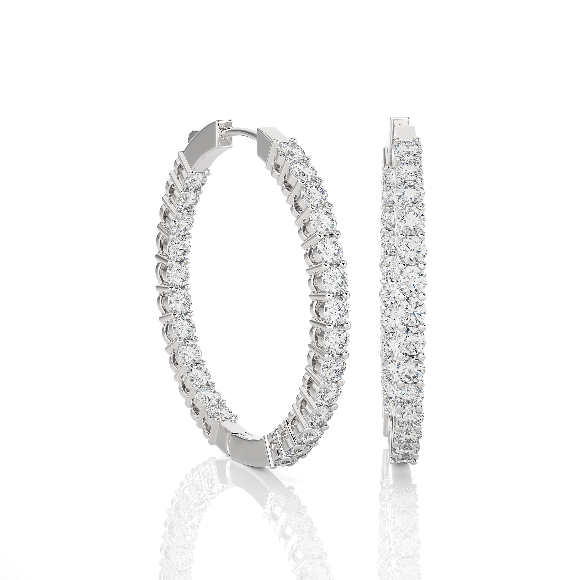 3 ctw Round Lab Grown Diamond Inside Out Hoop Earrings