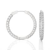 3 ctw Round Lab Grown Diamond Inside Out Hoop Earrings