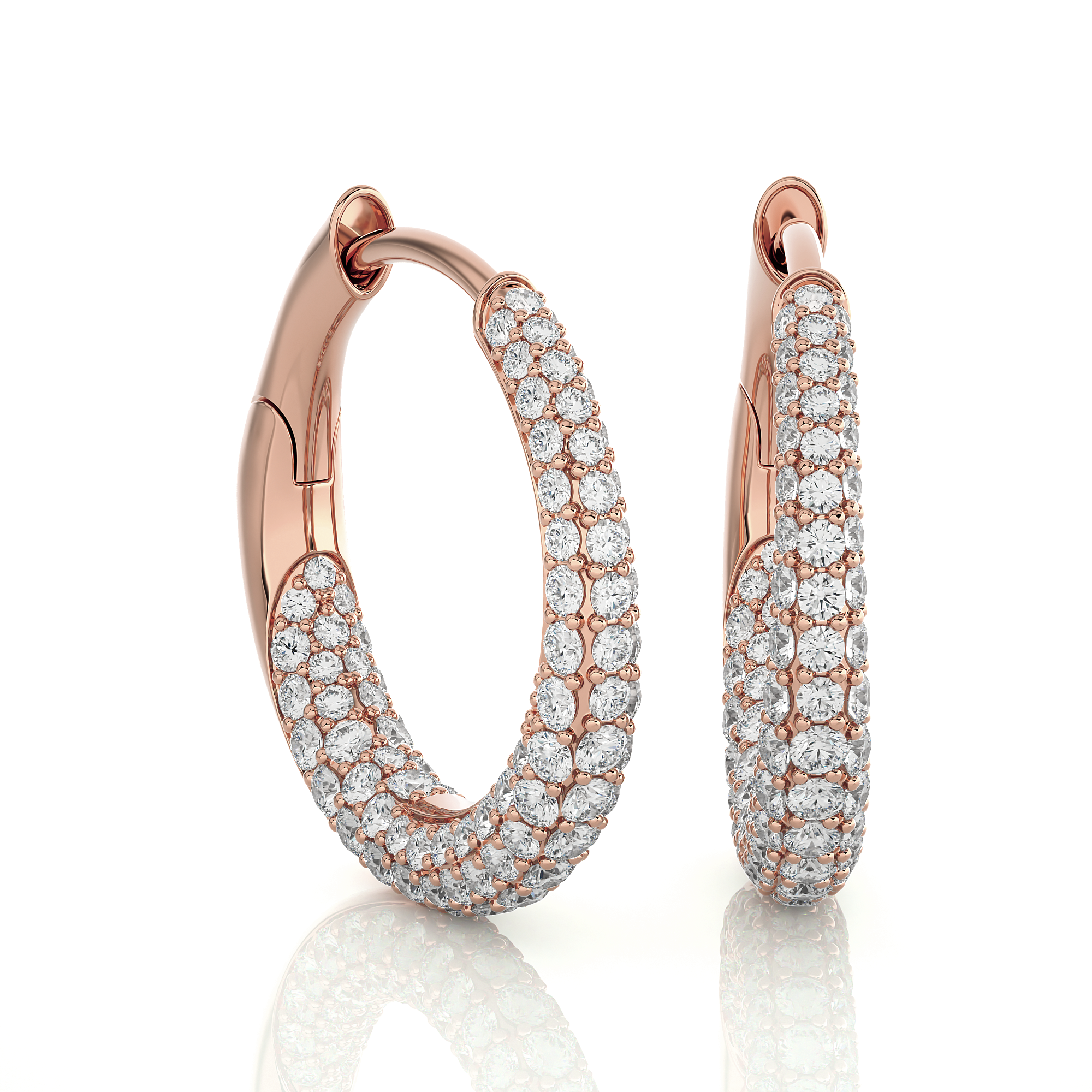 1 3/8 ctw Round Lab Grown Diamond Hoop Earrings