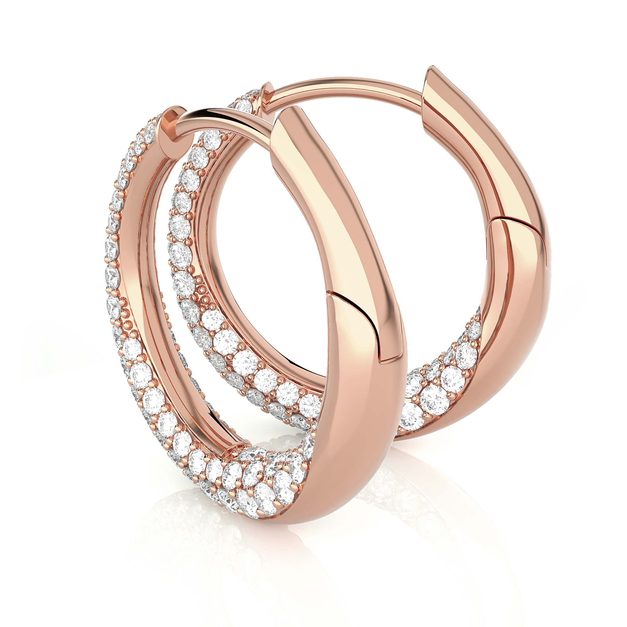 1 3/8 ctw Round Lab Grown Diamond Hoop Earrings