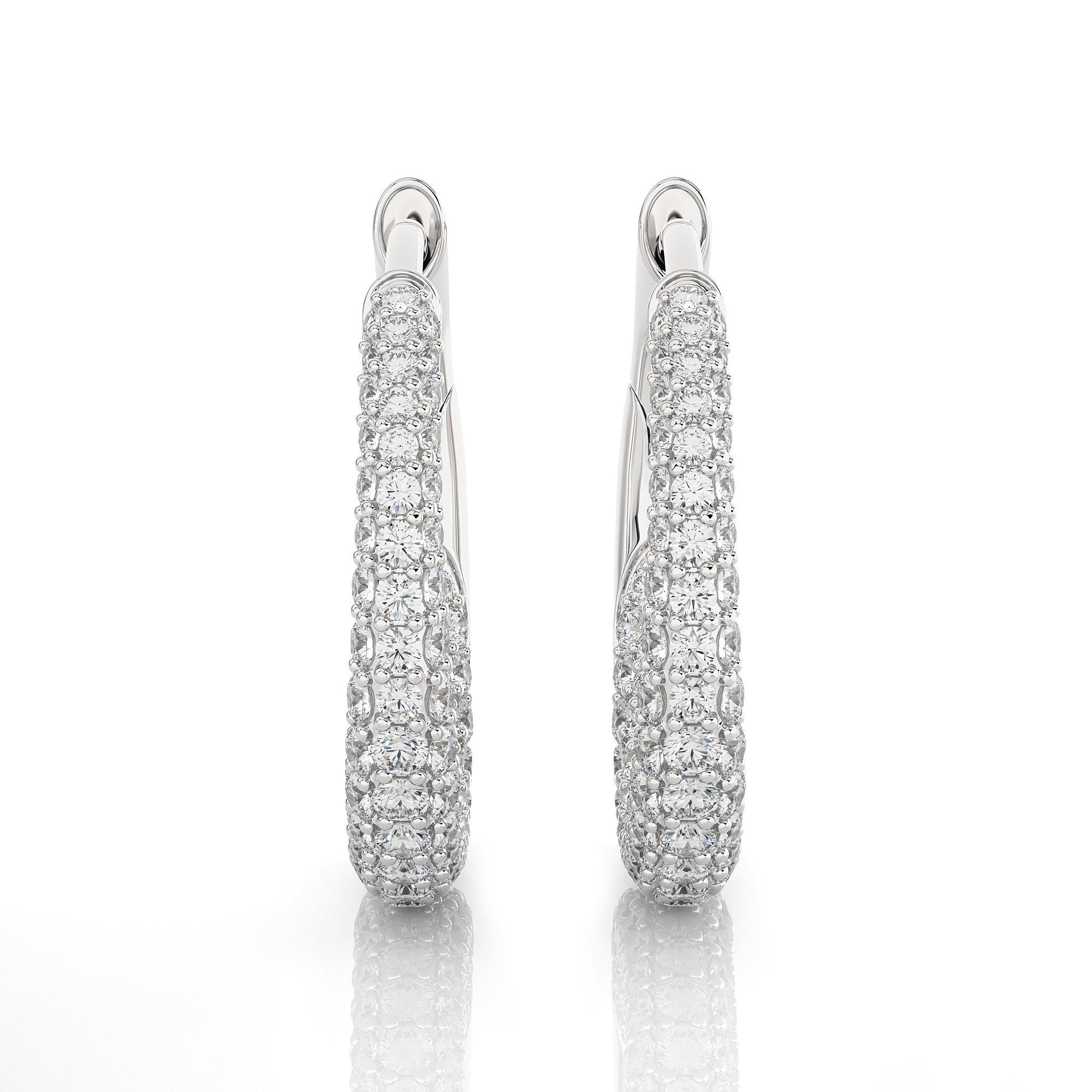 1 3/8 ctw Round Lab Grown Diamond Hoop Earrings