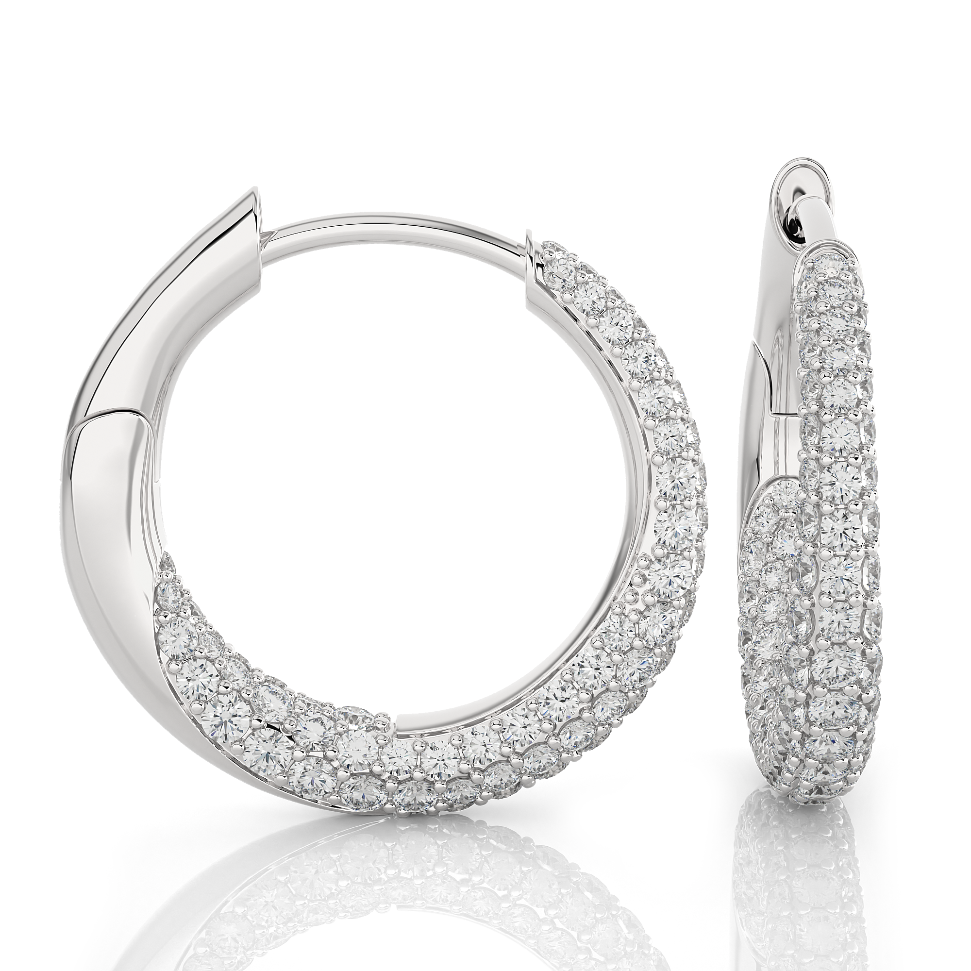 1 3/8 ctw Round Lab Grown Diamond Hoop Earrings