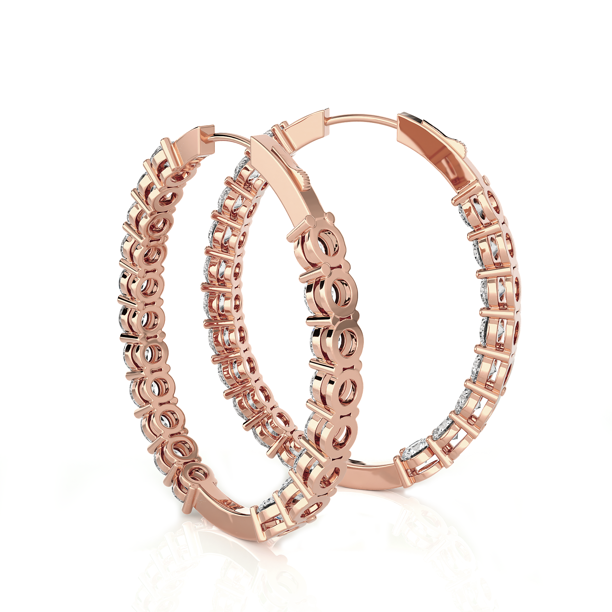 6 5/8 ctw Round Lab Grown Diamond Inside Out Hoop Earrings