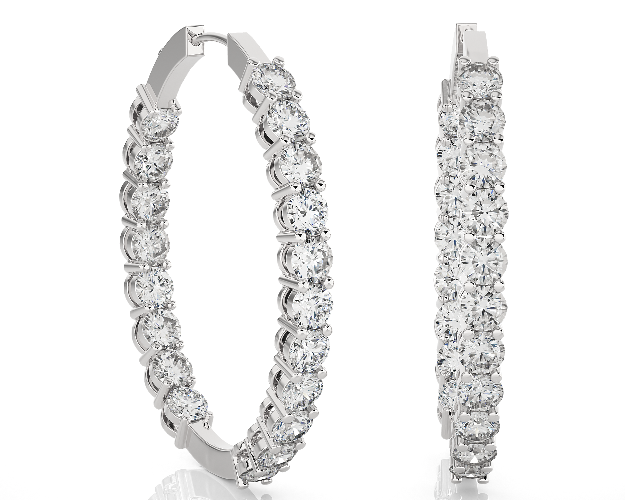 6 5/8 ctw Round Lab Grown Diamond Inside Out Hoop Earrings