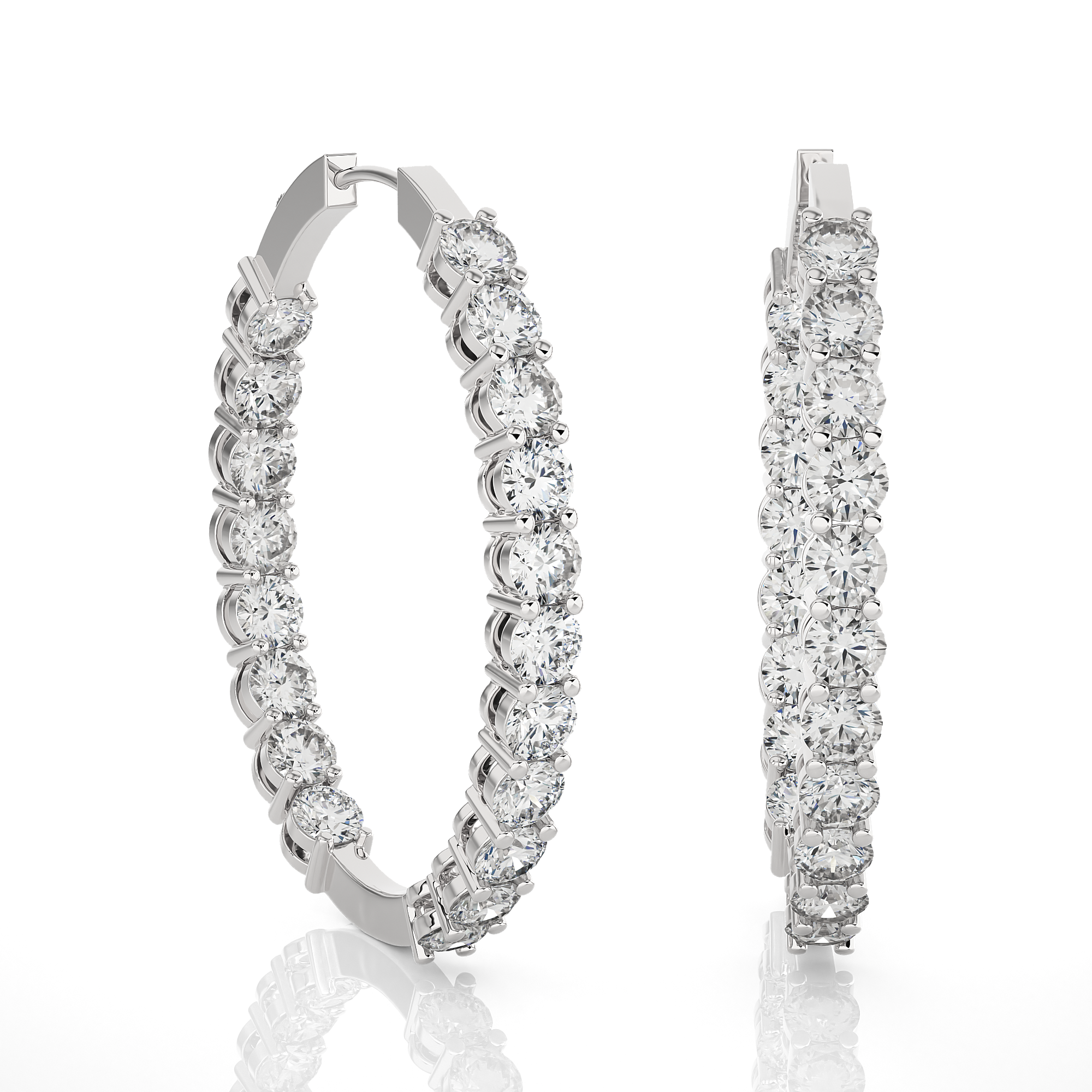 6 5/8 ctw Round Lab Grown Diamond Inside Out Hoop Earrings