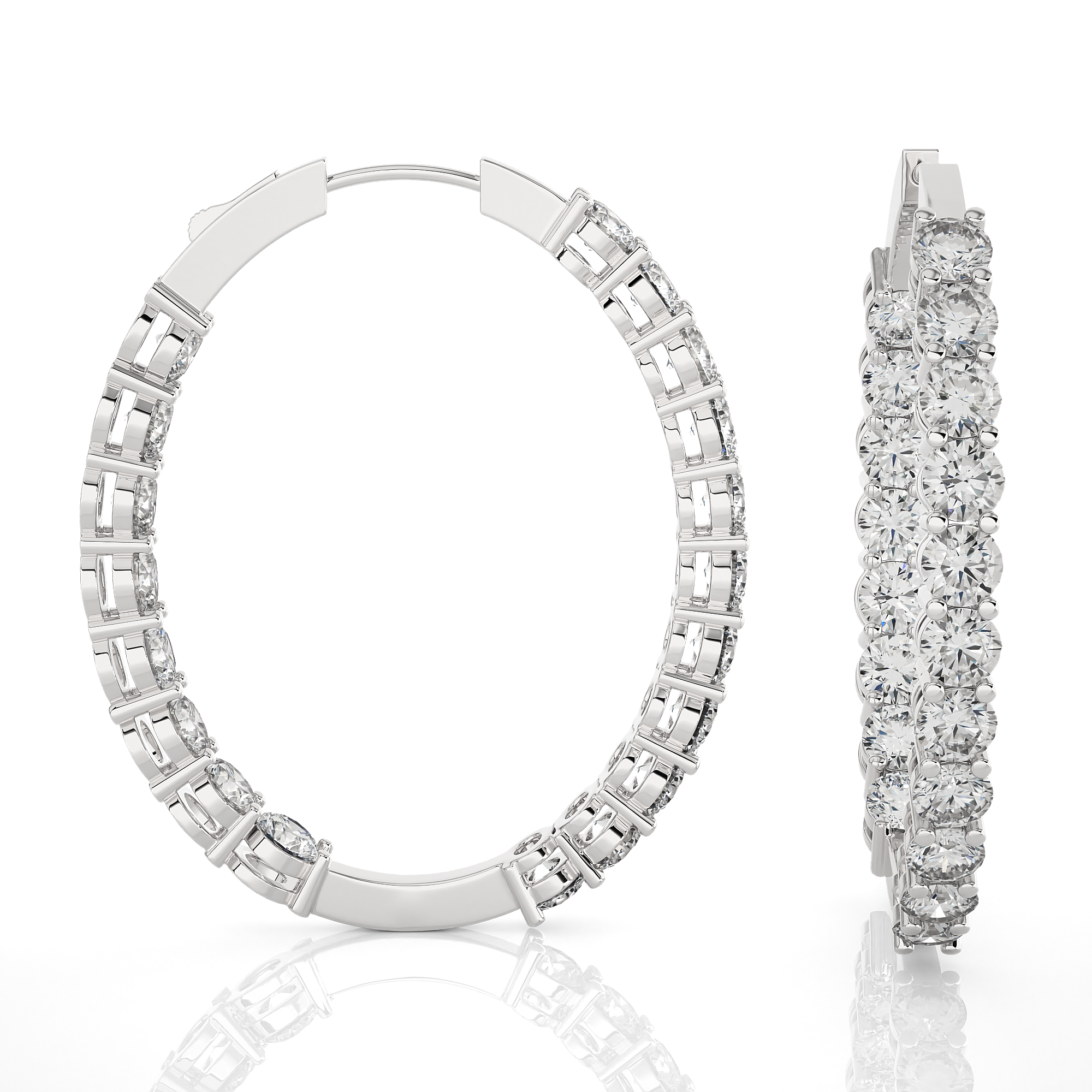 6 5/8 ctw Round Lab Grown Diamond Inside Out Hoop Earrings