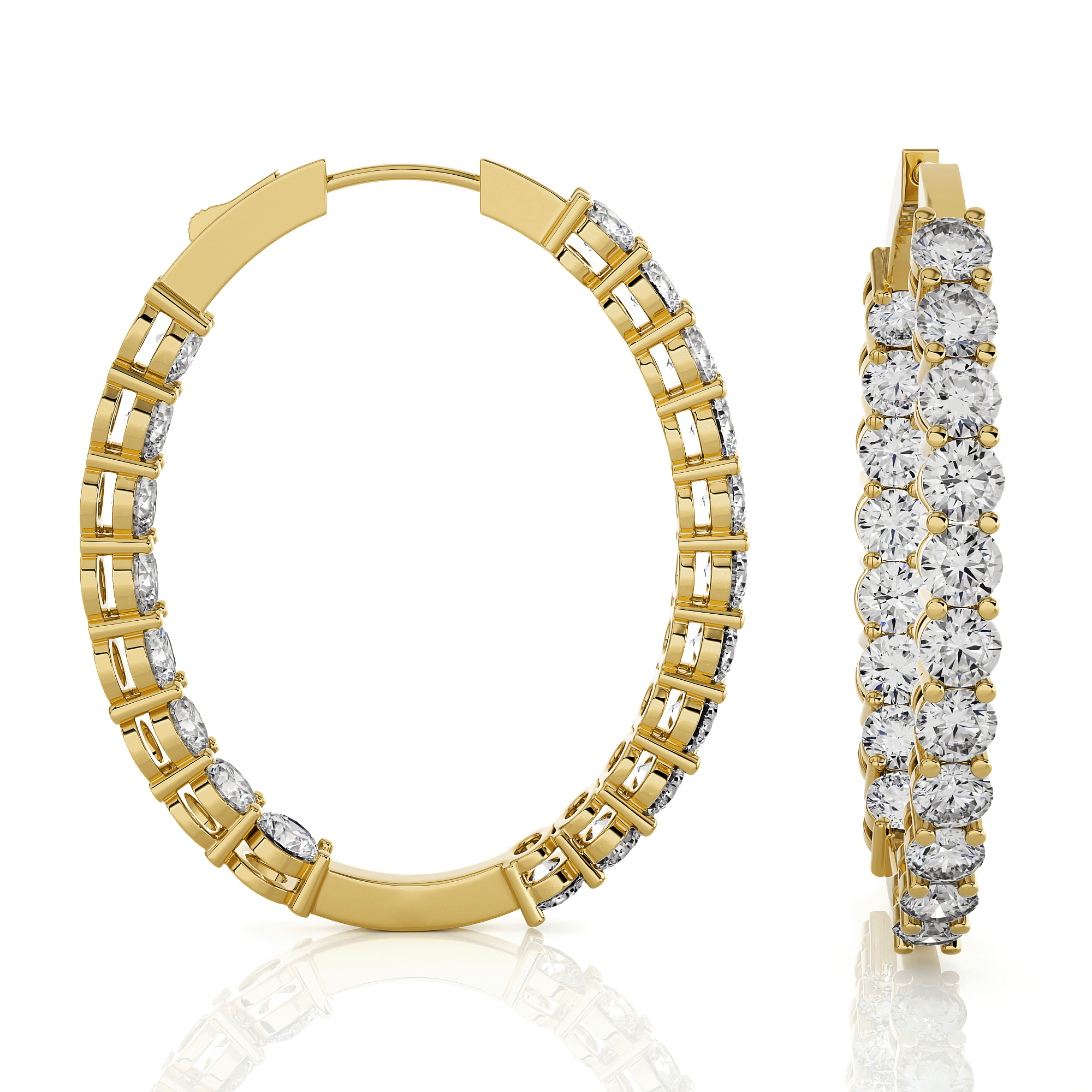 6 5/8 ctw Round Lab Grown Diamond Inside Out Hoop Earrings