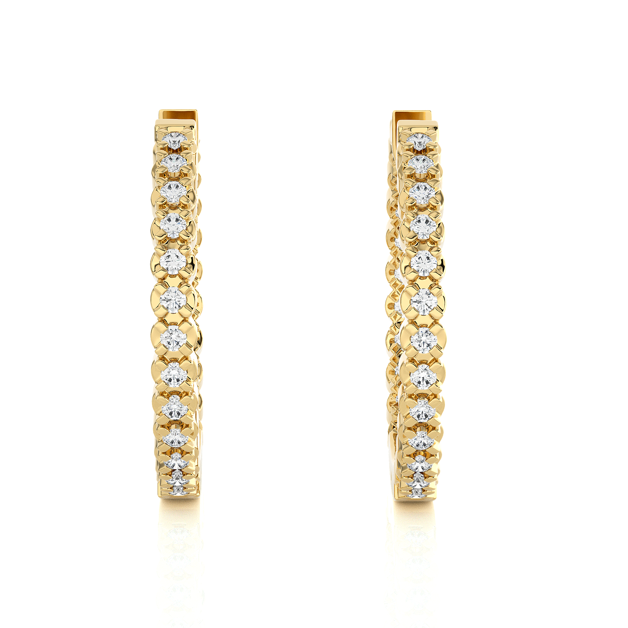 3/4 ctw Round Lab Grown Diamond Inside Out Hoop Earrings