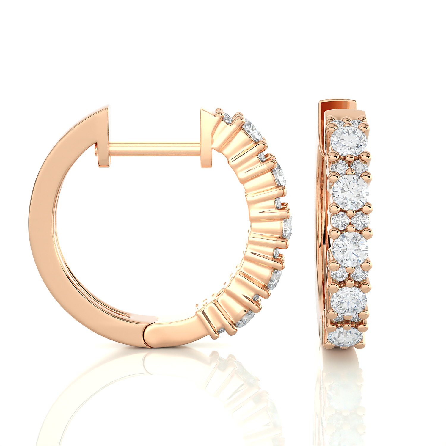 1/2 ctw Round Lab Grown Diamond Huggie Hoop Earrings