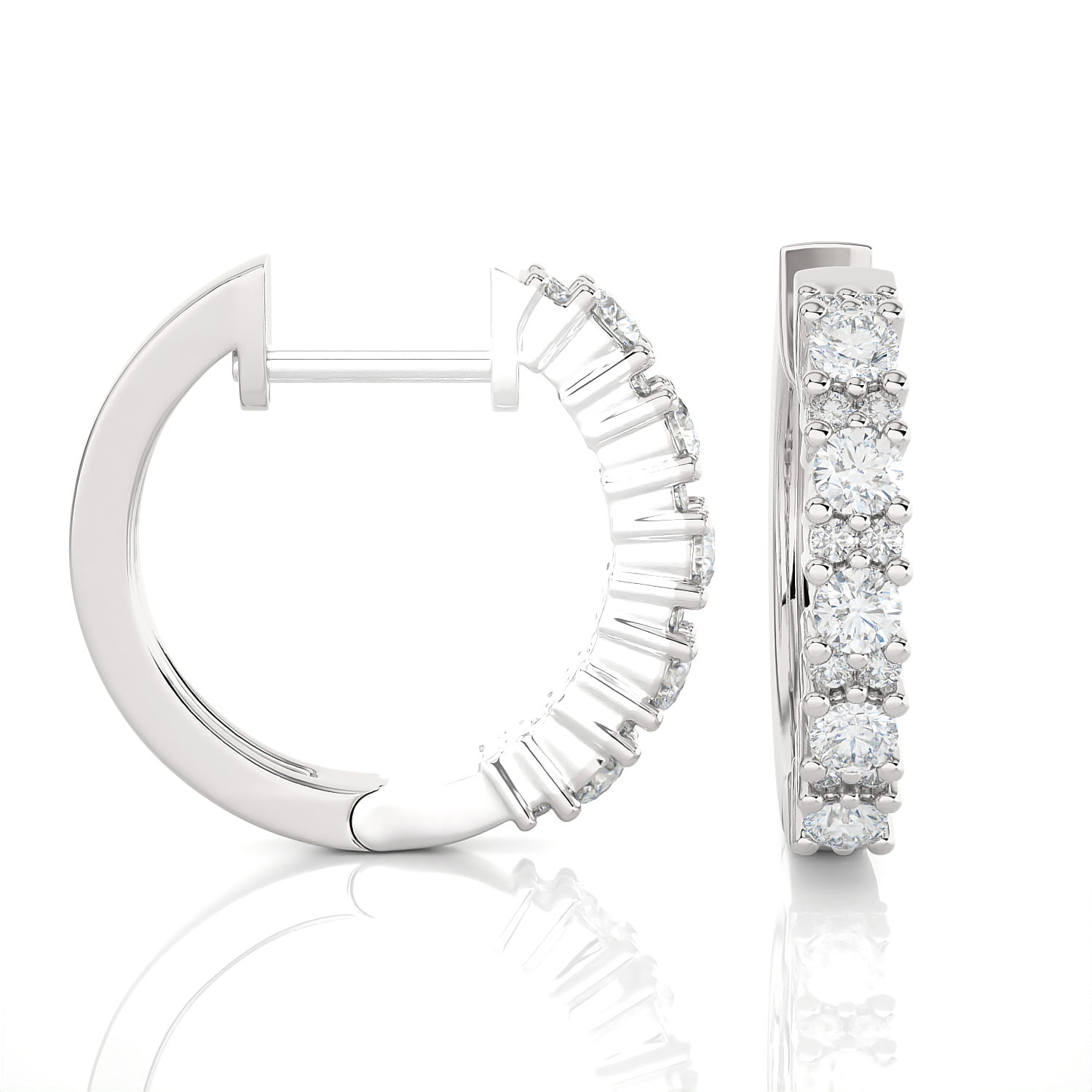 1/2 ctw Round Lab Grown Diamond Huggie Hoop Earrings