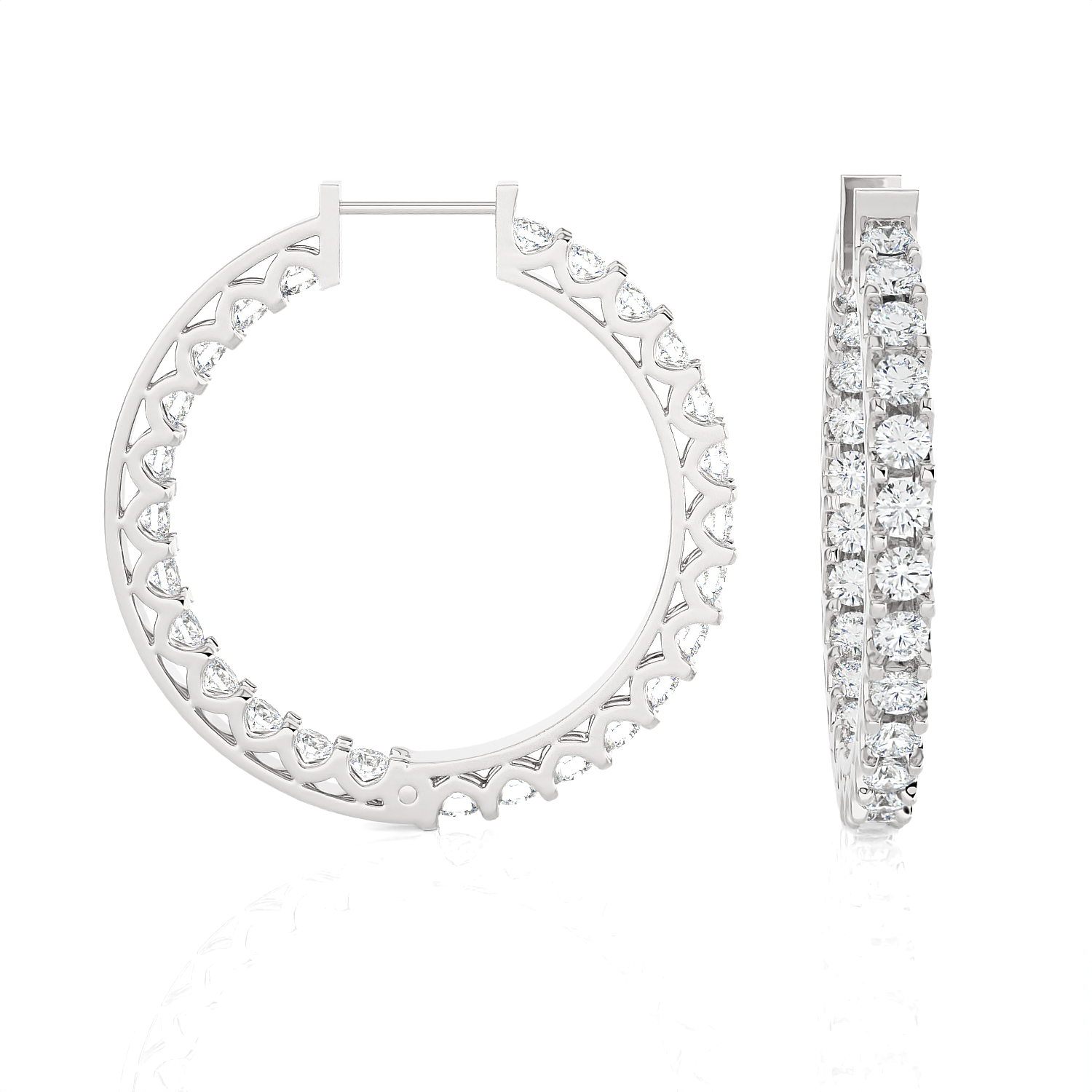 1 1/2 ctw Round Lab Grown Diamond Inside Out Hoop Earrings