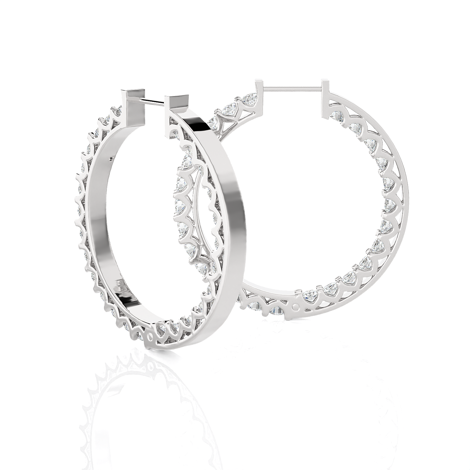 1 1/2 ctw Round Lab Grown Diamond Inside Out Hoop Earrings