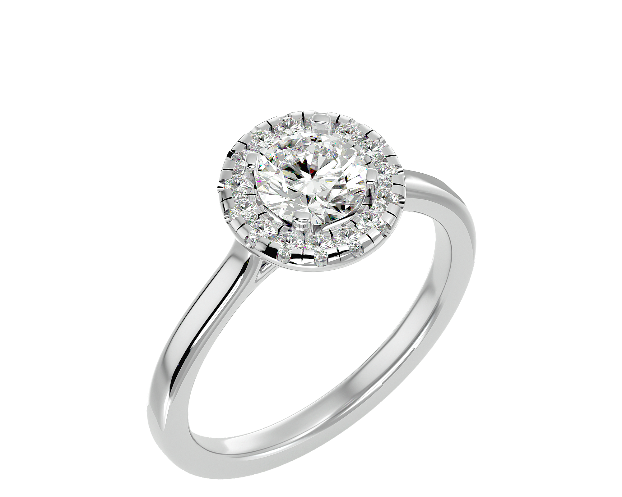 1 ctw Round Lab Grown Diamond Halo Engagement Ring