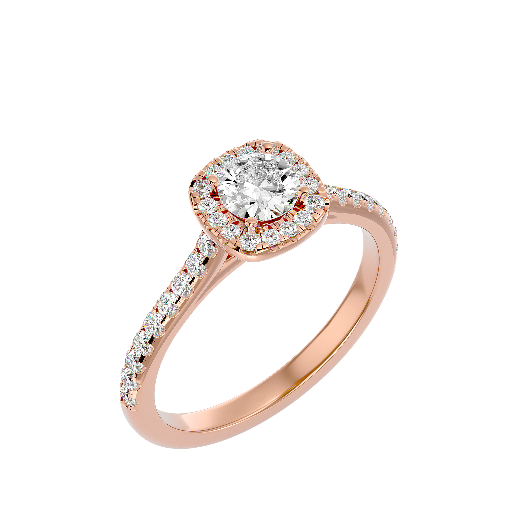 7/8 ctw Round Lab Grown Diamond Halo Engagement Ring