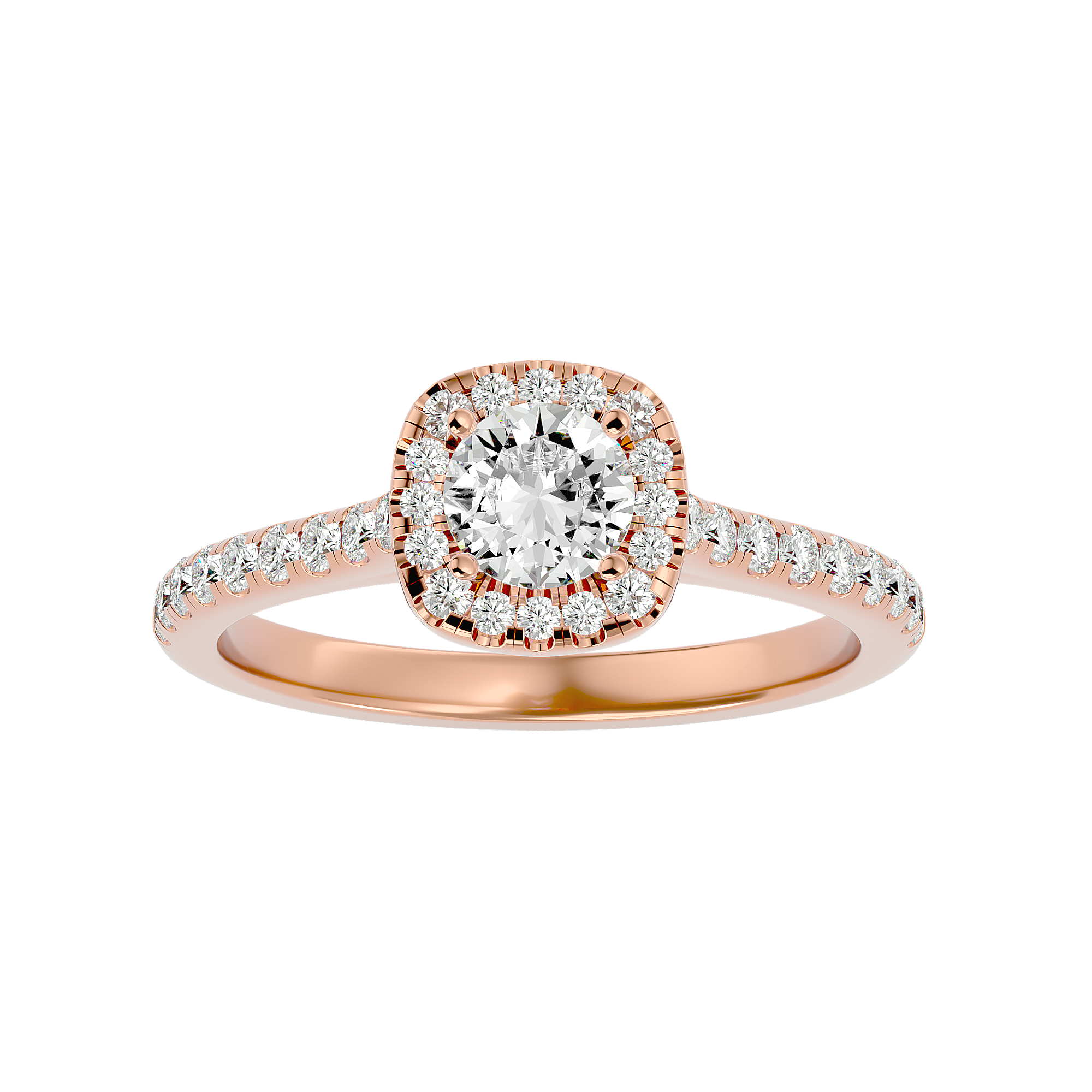 7/8 ctw Round Lab Grown Diamond Halo Engagement Ring