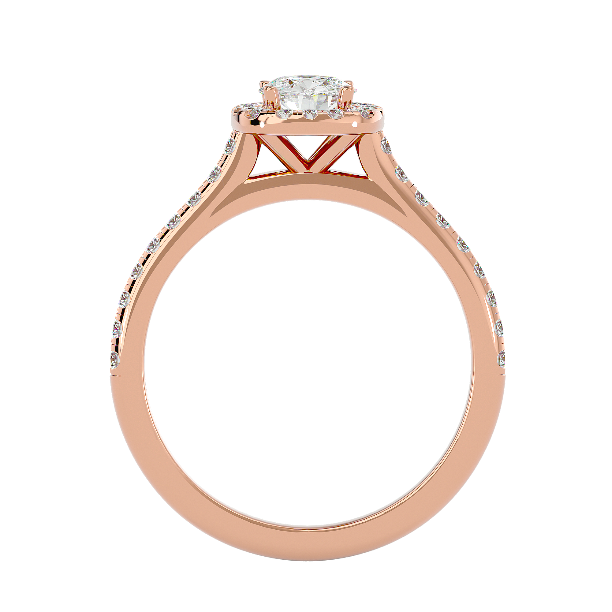 7/8 ctw Round Lab Grown Diamond Halo Engagement Ring