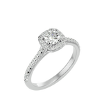 7/8 ctw Round Lab Grown Diamond Halo Engagement Ring