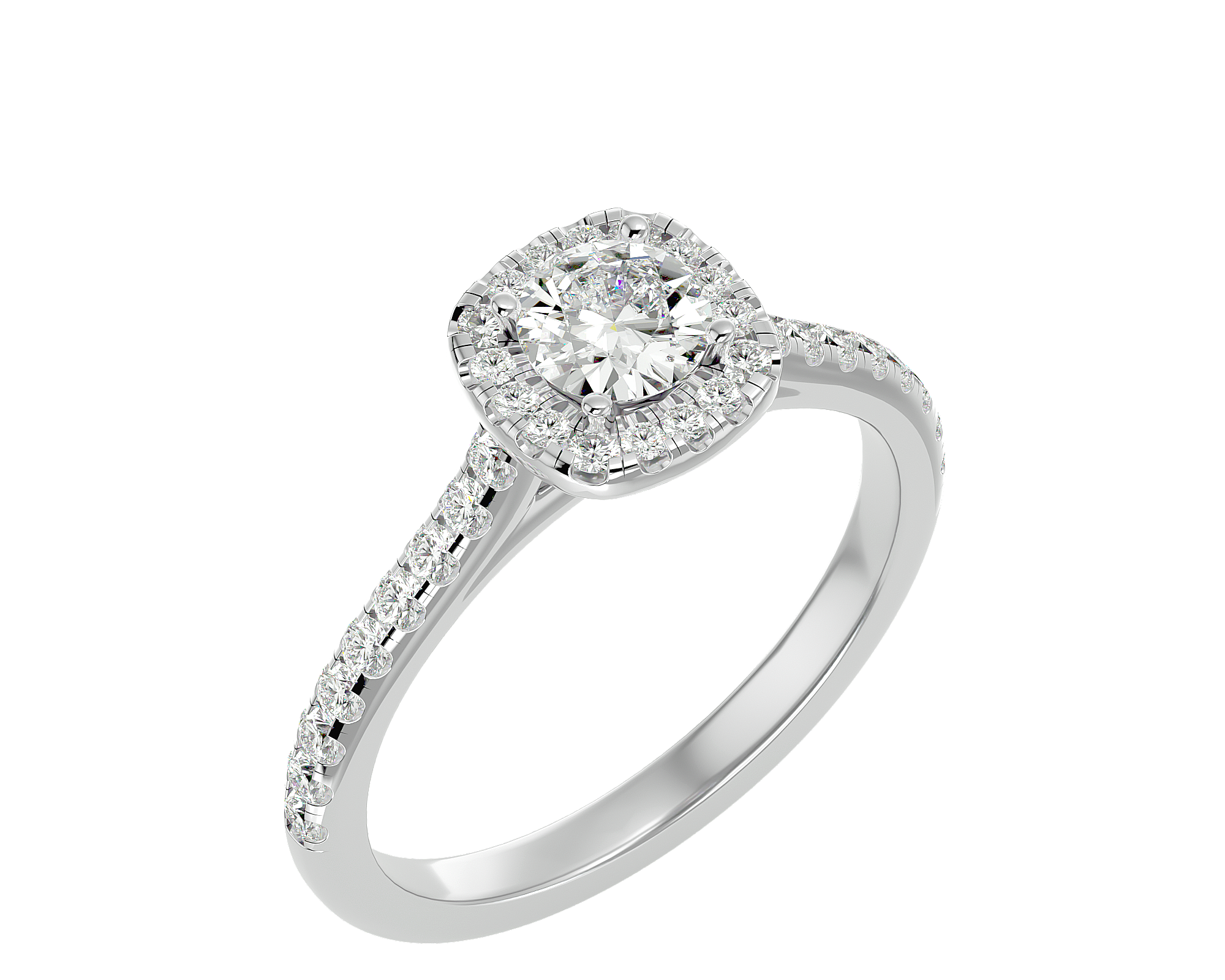 7/8 ctw Round Lab Grown Diamond Halo Engagement Ring