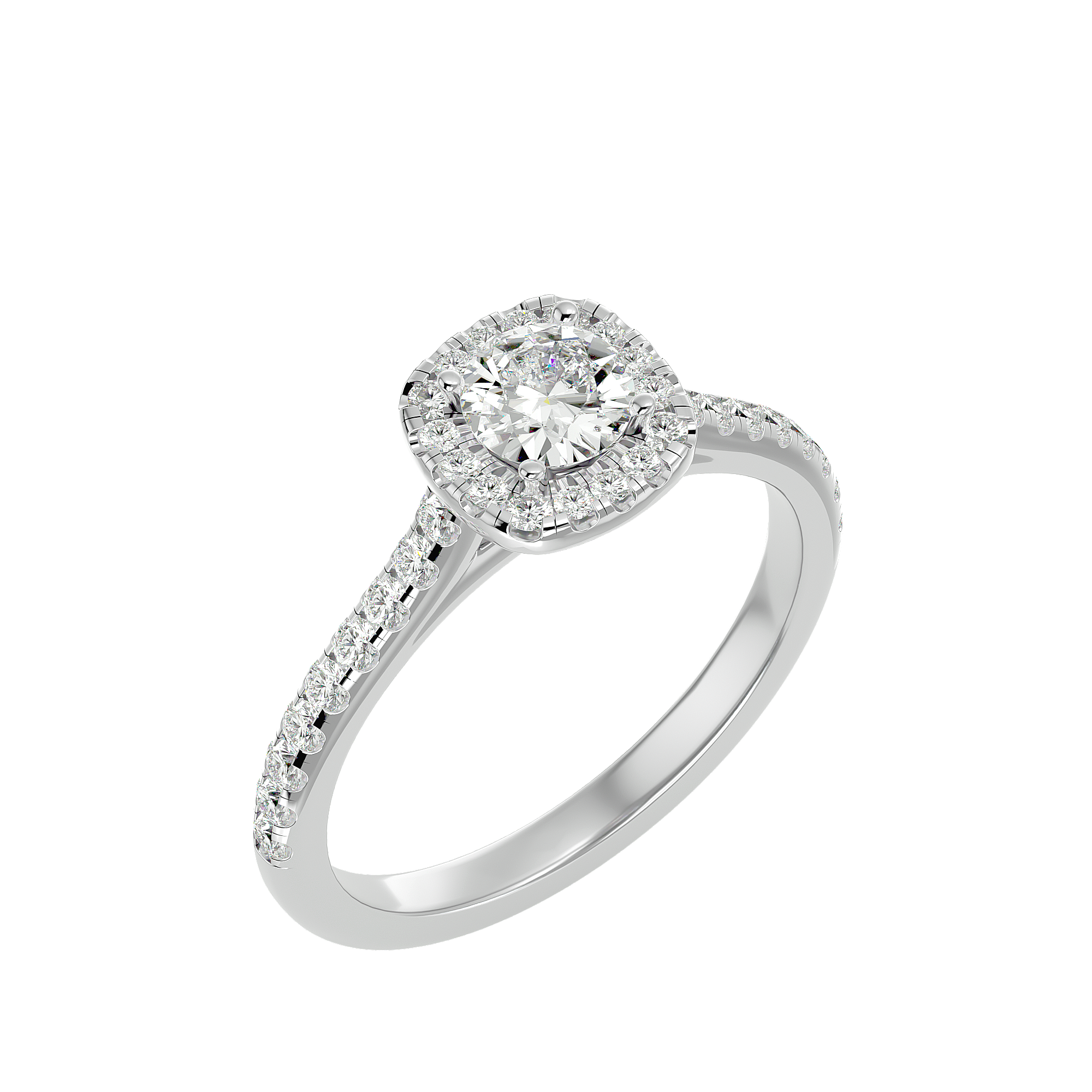 7/8 ctw Round Lab Grown Diamond Halo Engagement Ring