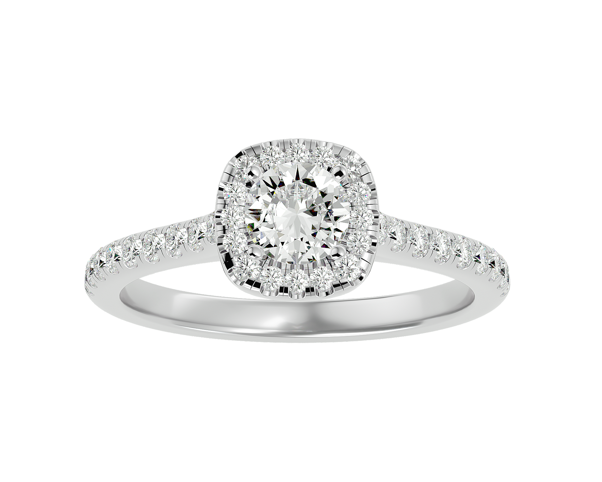 7/8 ctw Round Lab Grown Diamond Halo Engagement Ring