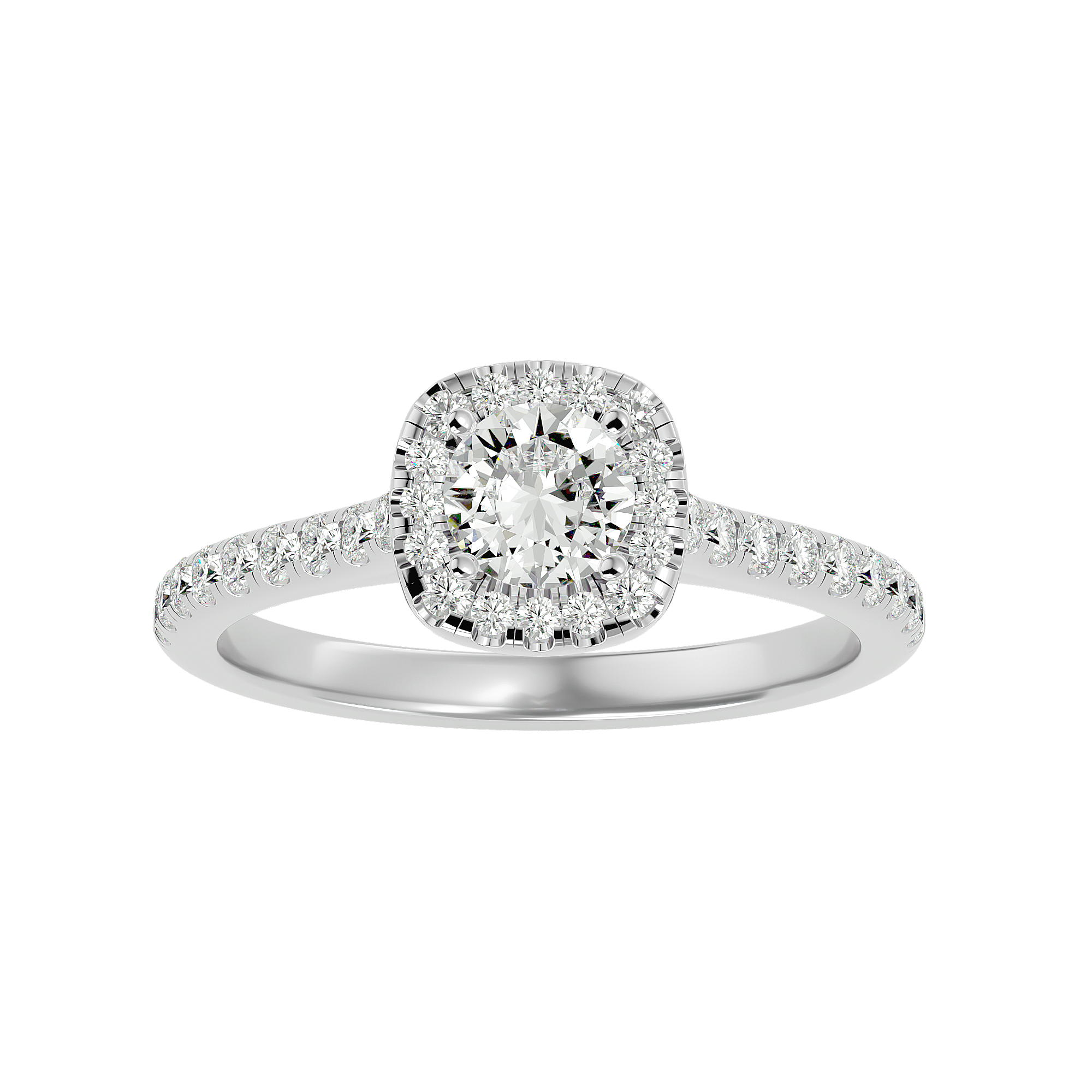7/8 ctw Round Lab Grown Diamond Halo Engagement Ring