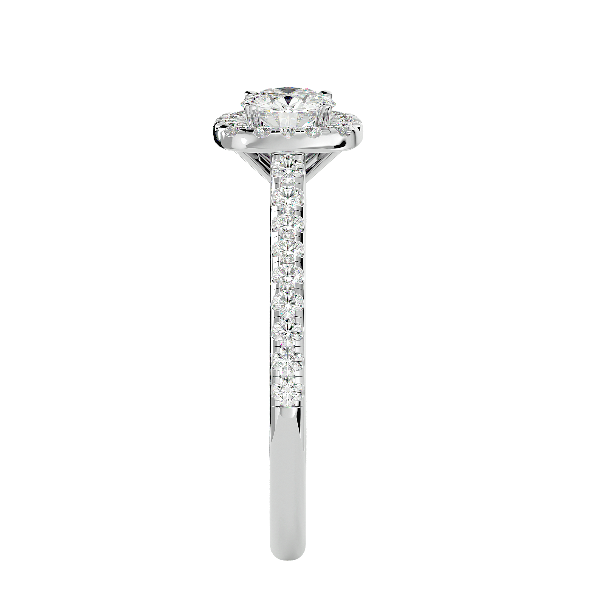 7/8 ctw Round Lab Grown Diamond Halo Engagement Ring