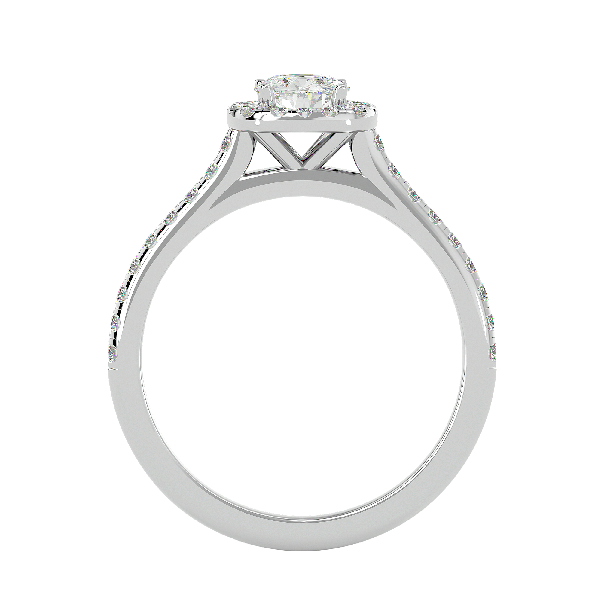 7/8 ctw Round Lab Grown Diamond Halo Engagement Ring