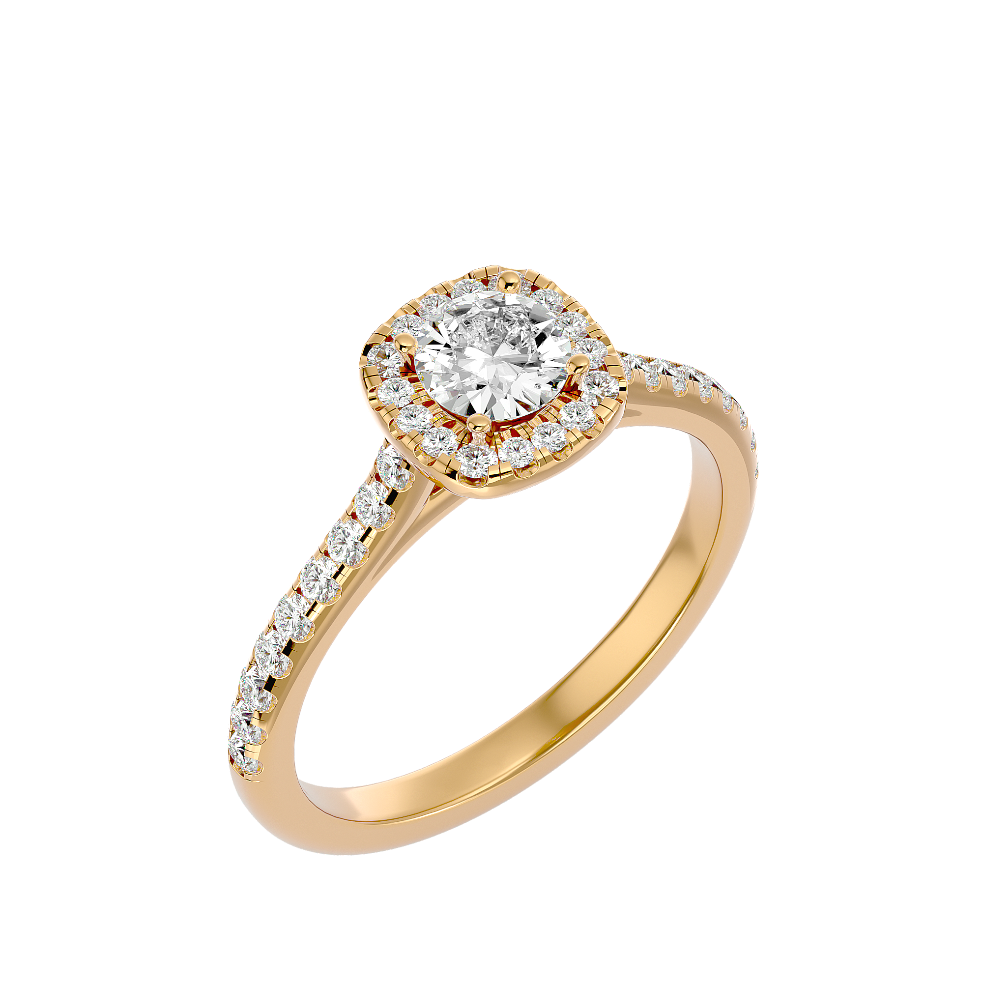 7/8 ctw Round Lab Grown Diamond Halo Engagement Ring