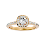 7/8 ctw Round Lab Grown Diamond Halo Engagement Ring