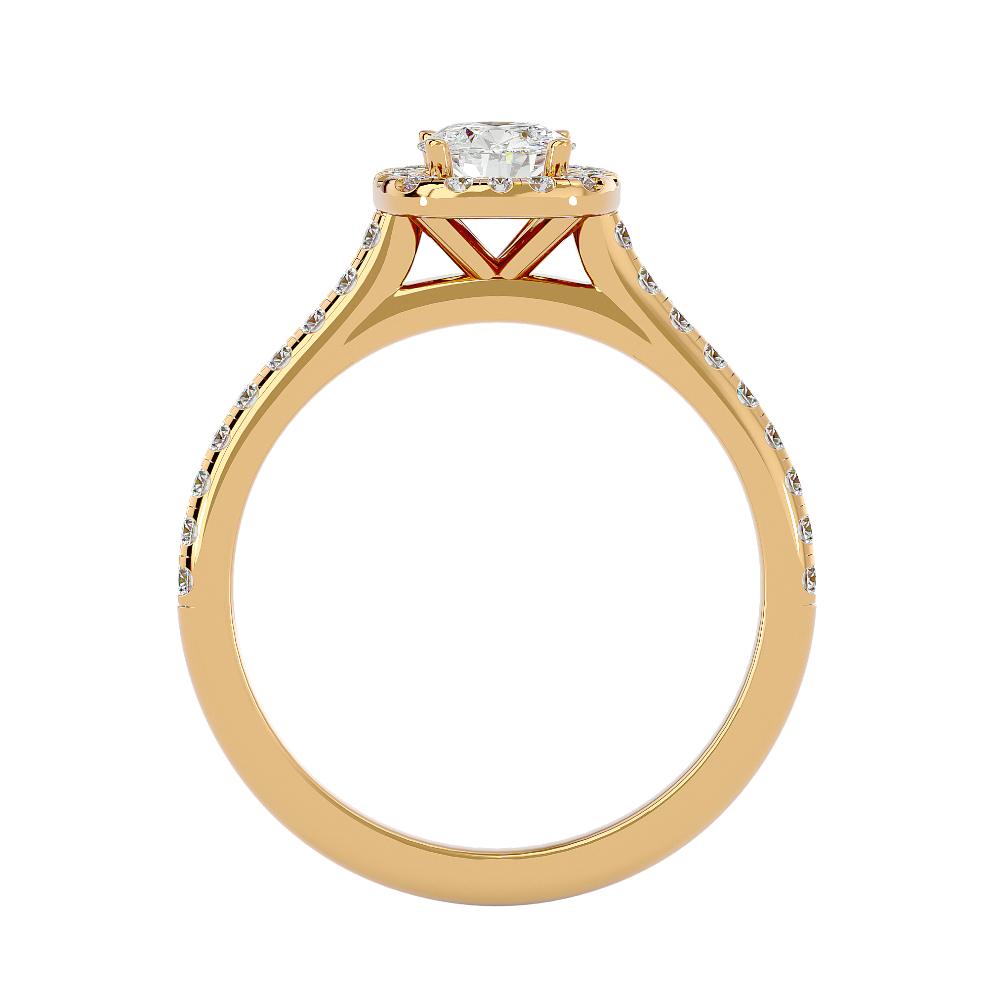 7/8 ctw Round Lab Grown Diamond Halo Engagement Ring