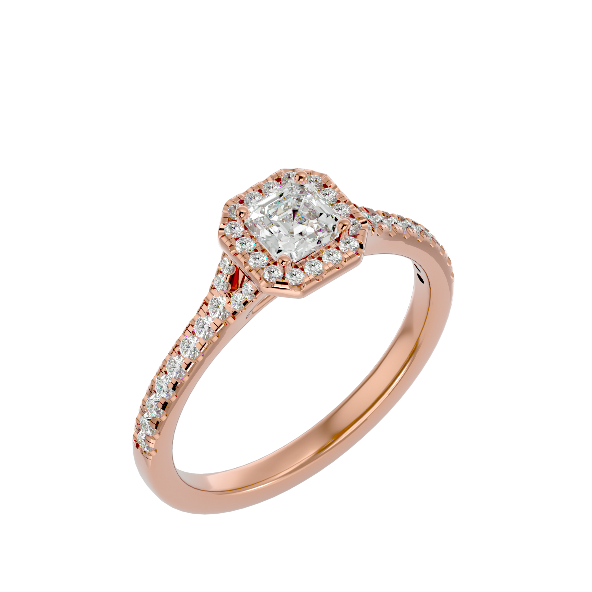3/4 ctw Emerald-Cut Lab Grown Diamond Halo Engagement Ring