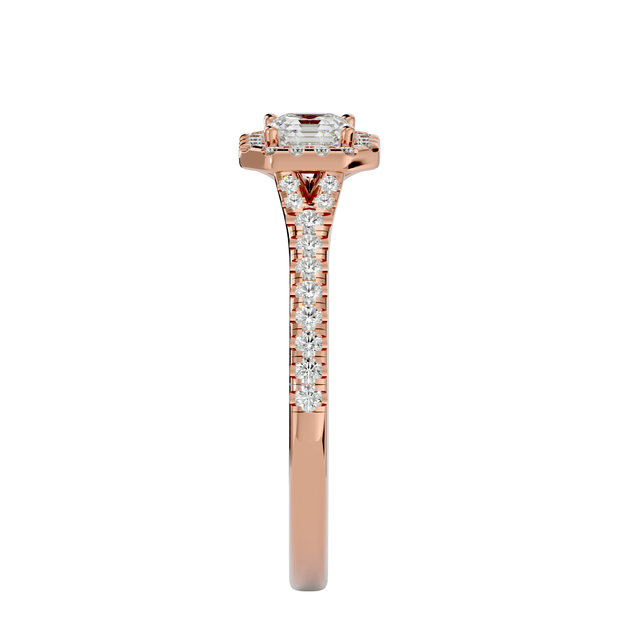 3/4 ctw Emerald-Cut Lab Grown Diamond Halo Engagement Ring