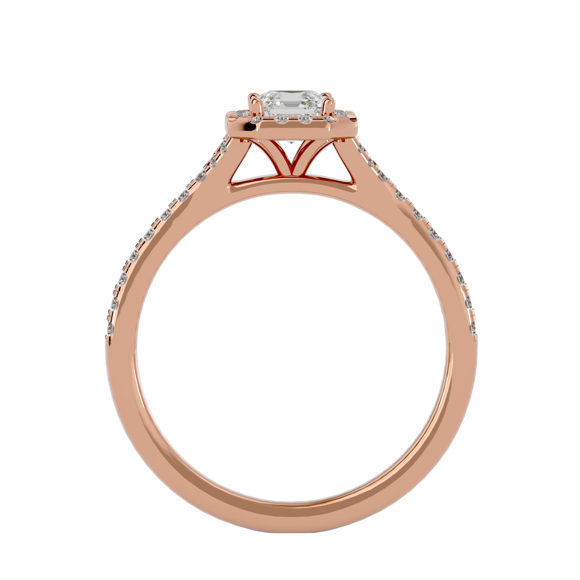 3/4 ctw Emerald-Cut Lab Grown Diamond Halo Engagement Ring